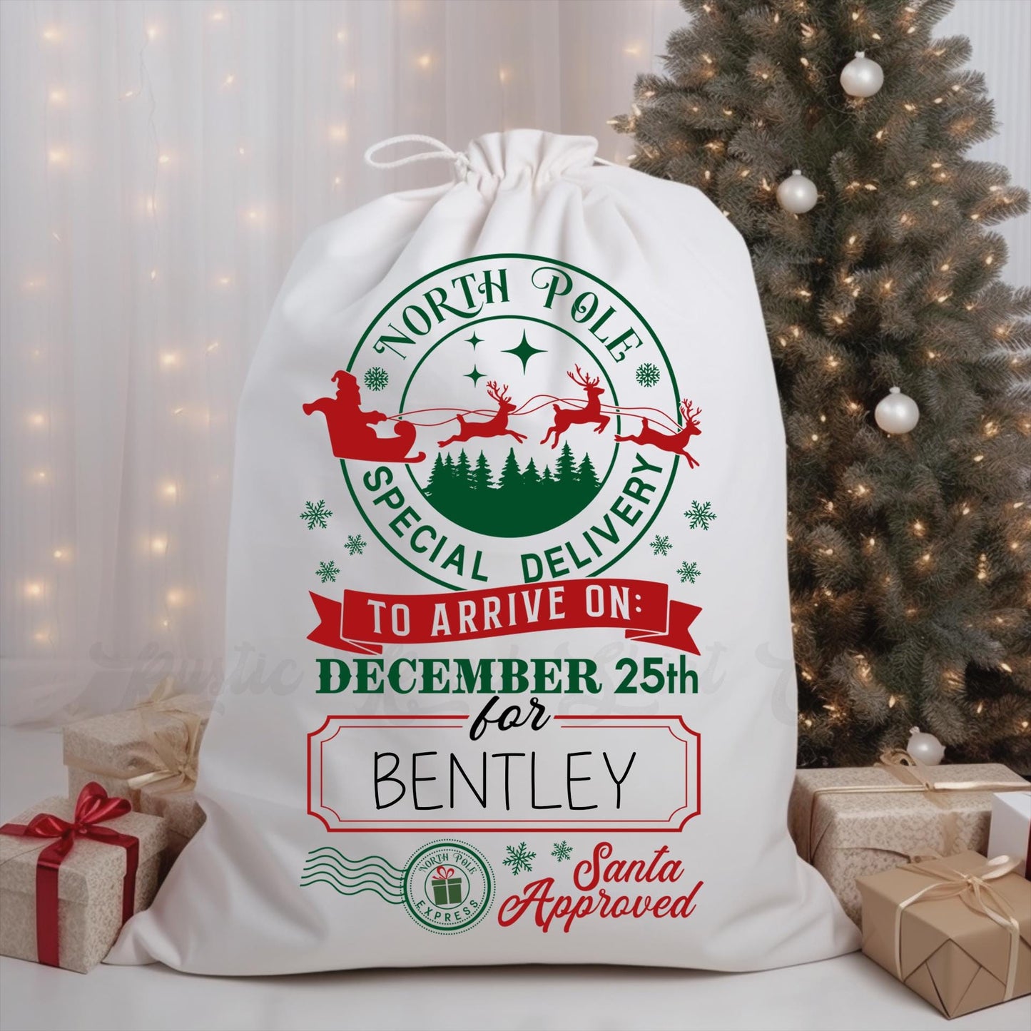Custom Santa Sack, Christmas Sack, Personalized Christmas Gift Bag, Christmas Tote Bag, Christmas Treat Bag