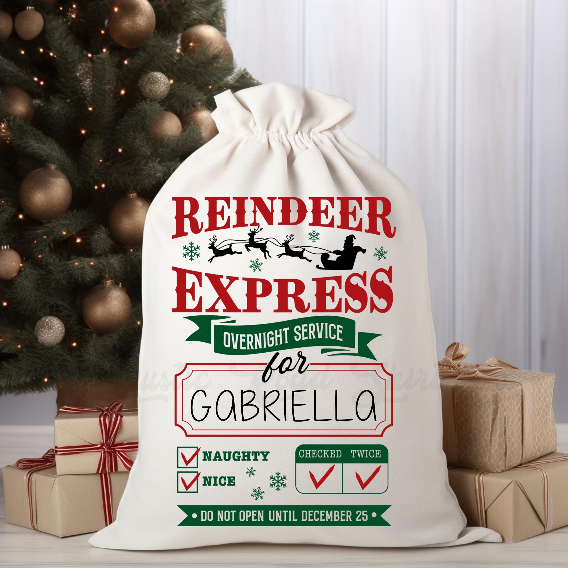 Custom Santa Sack, Christmas Sack, Personalized Christas Gift Bag, Christmas Tote Bag, Christmas Treat Bag