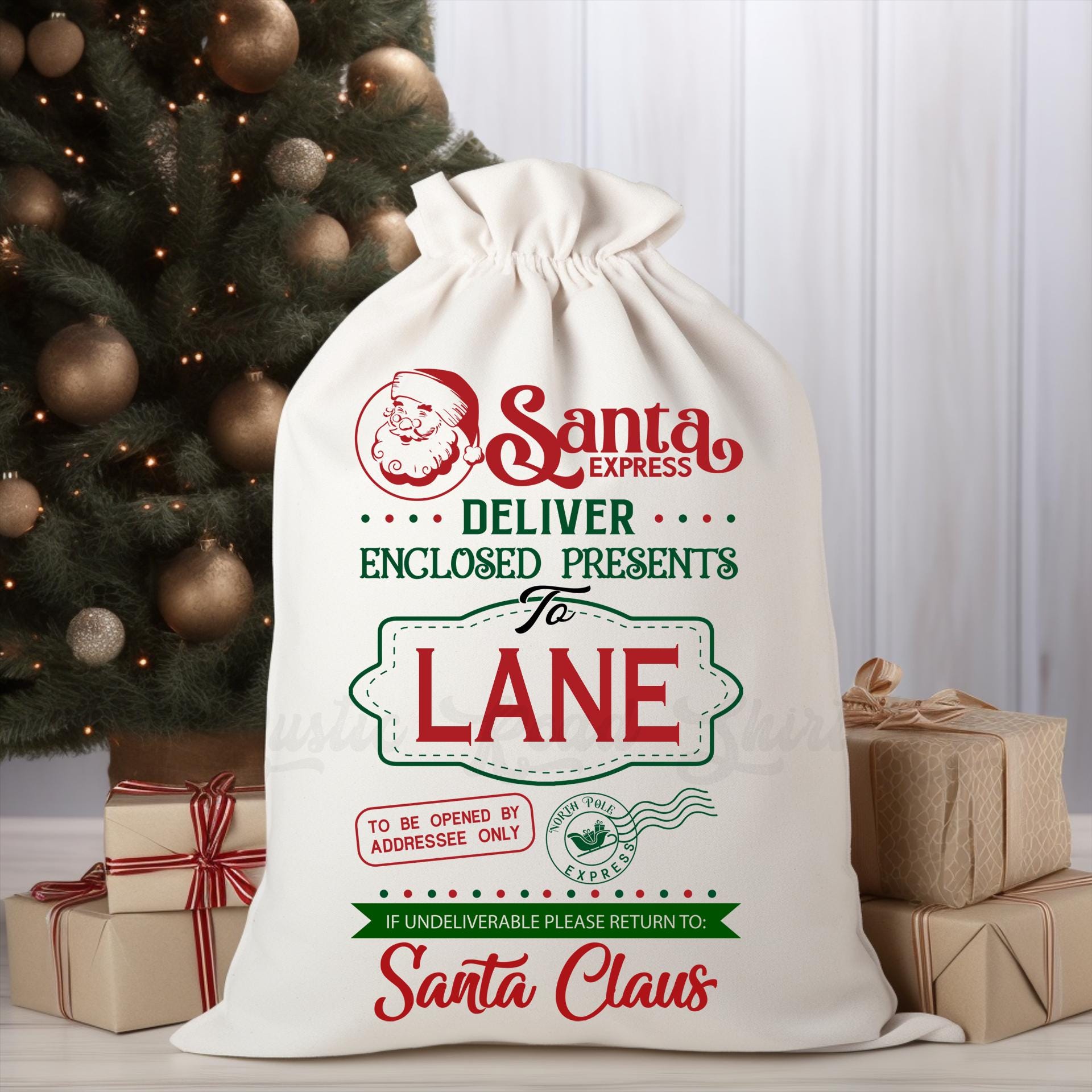 Custom Santa Sack, Christmas Sack, Personalized Christmas Gift Bag, Christmas Tote Bag, Christmas Treat Bag