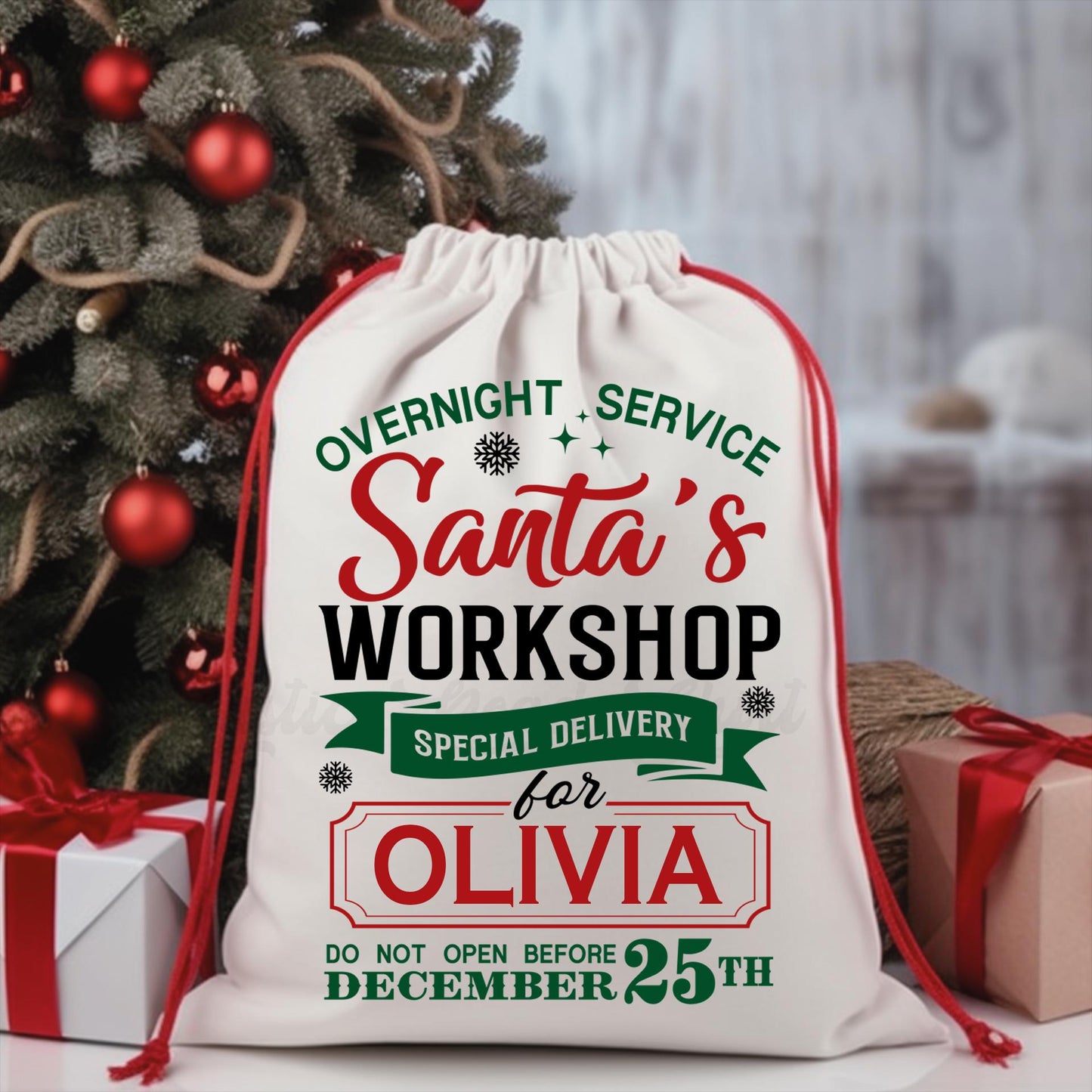 Custom Santa Sack, Christmas Sack, Personalized Christmas Gift Bag, Christmas Tote Bag, Christmas Treat Bag
