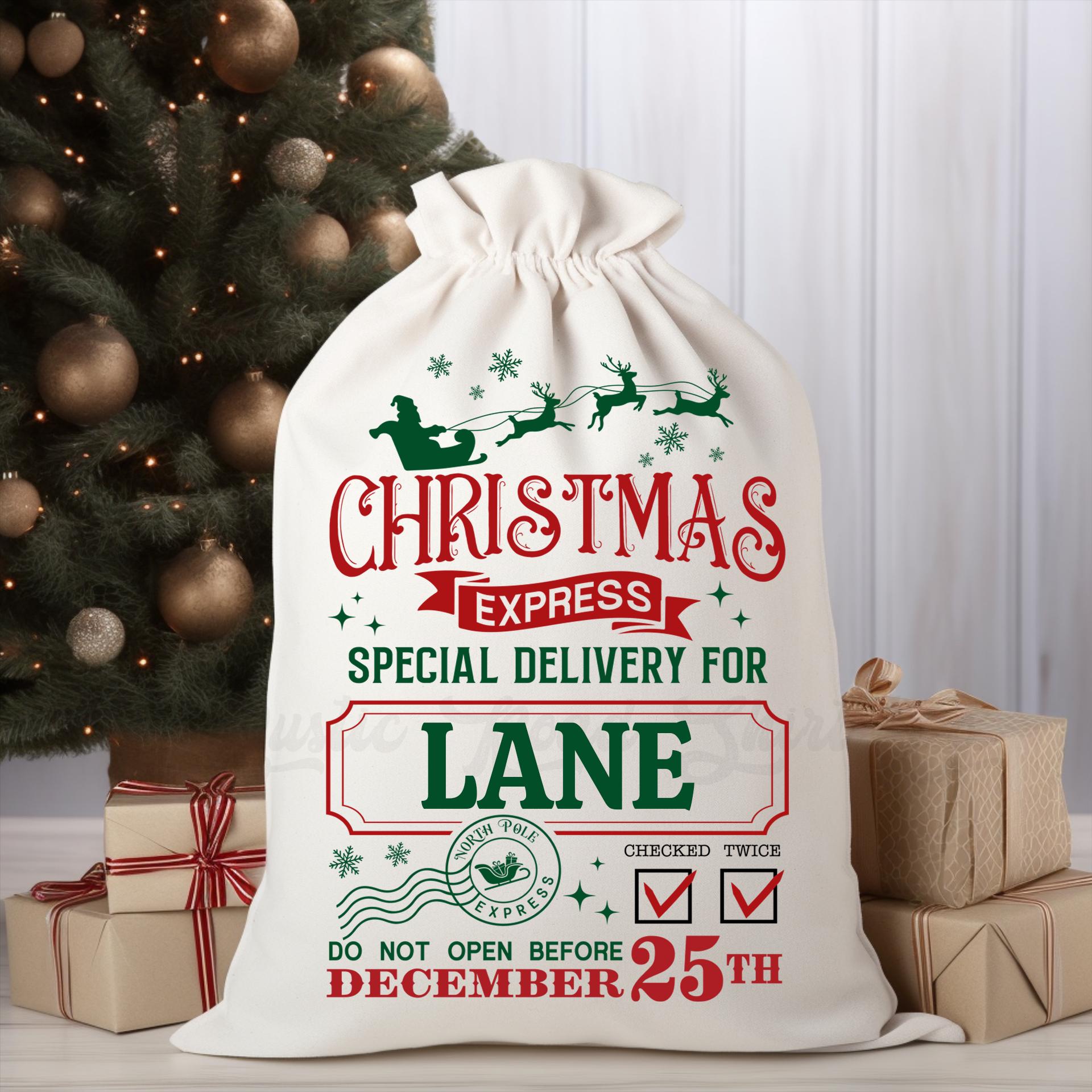 Custom Santa Sack, Christmas Sack, Personalized Christmas Gift Bag, Christmas Tote Bag, Christmas Treat Bag