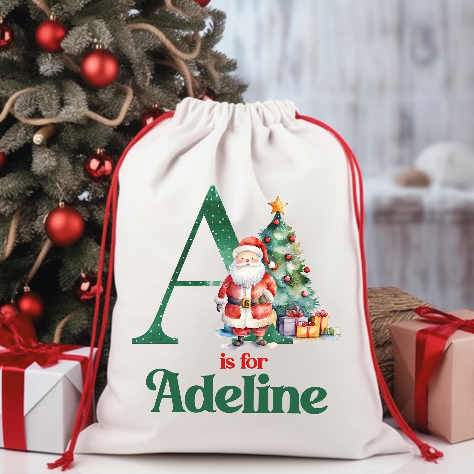 Custom Santa Sack, Christmas Sack, Personalized Christmas Gift Bag, Christmas Tote Bag, Christmas Treat Bag