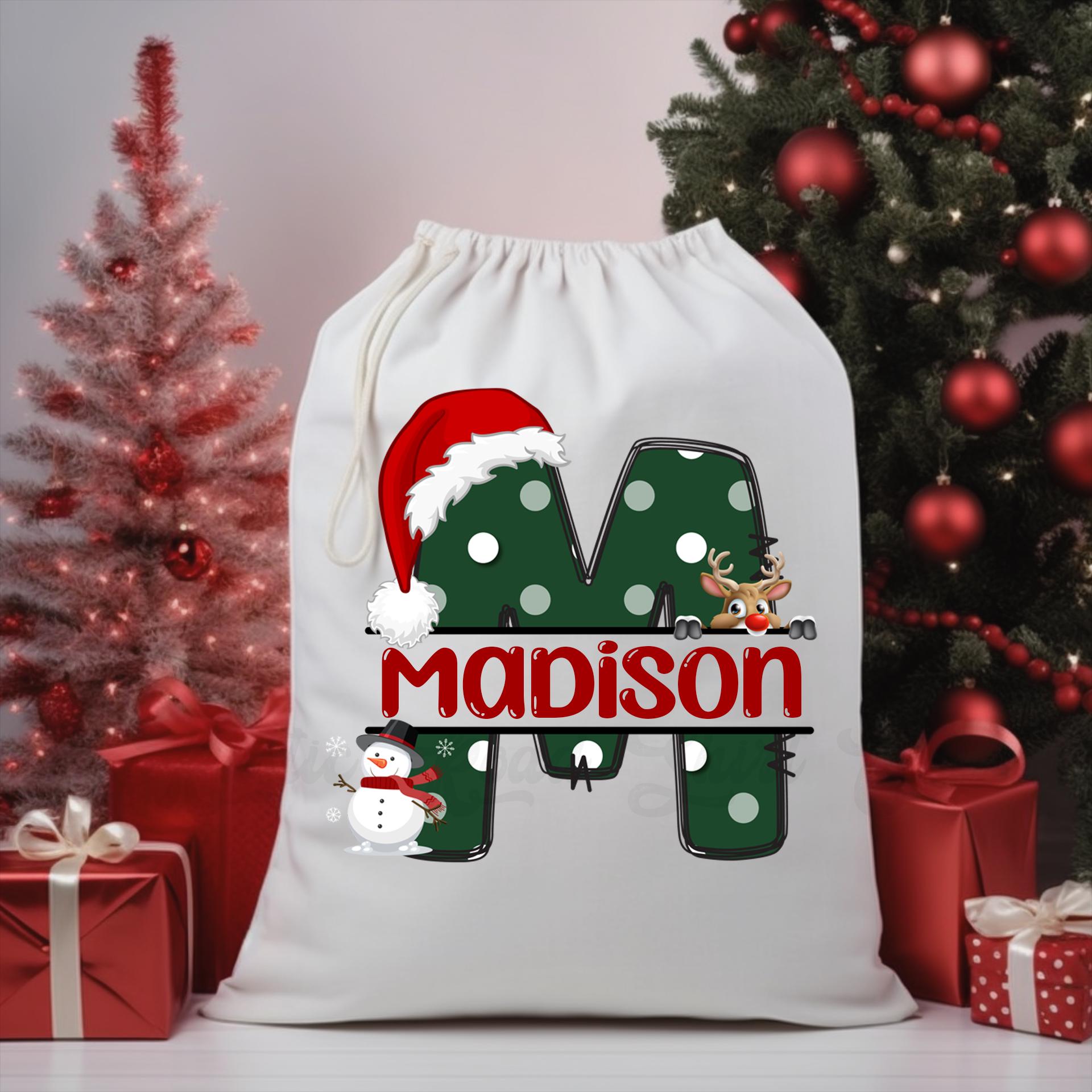 Santa Sack, Christmas Sack, Personalized Christmas Gift Bag, Christmas Tote Bag, Christmas Treat Bag