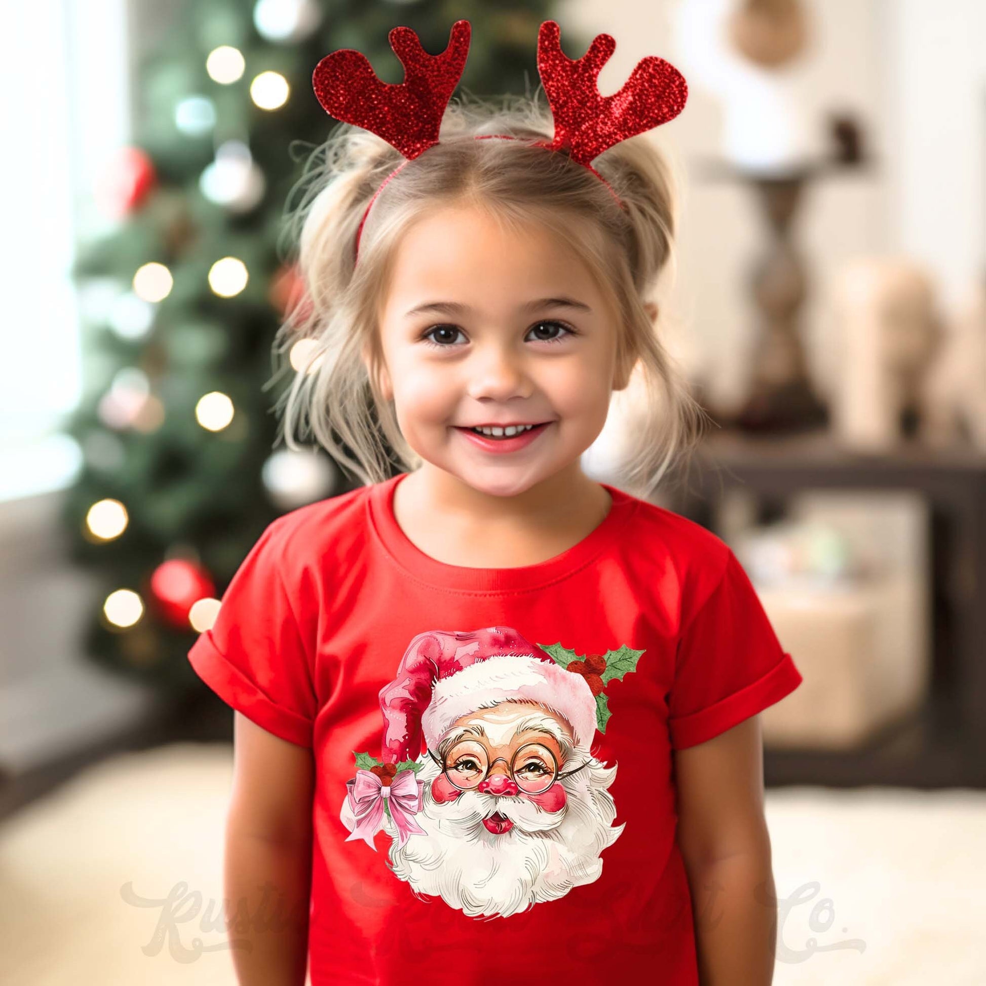 Girls Christmas Shirt, Retro Santa Shirt, Toddler Girl Christmas Shirt, Matching Girls Shirts,