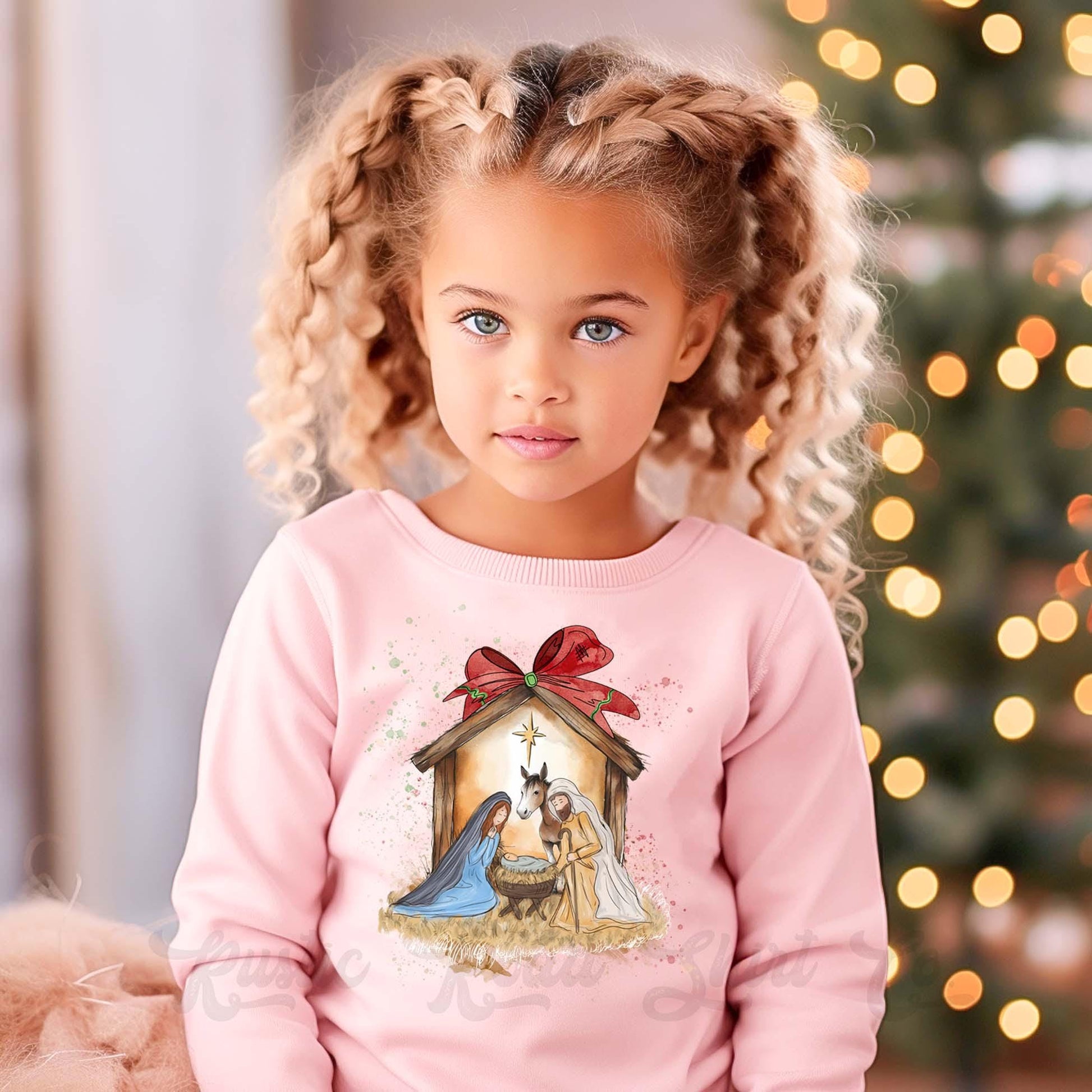 Girls Christmas Sweatshirt, Jesus Christmas Sweatshirt, Kids Matching Sweatshirt, Family Christmas Sweatshirt