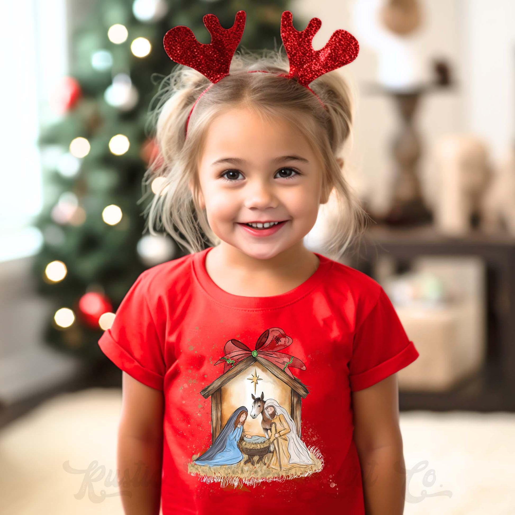 Girls Christmas Shirt, Jesus Christmas Shirt, Toddler Girl Christmas Shirt, Matching Girls Shirts,
