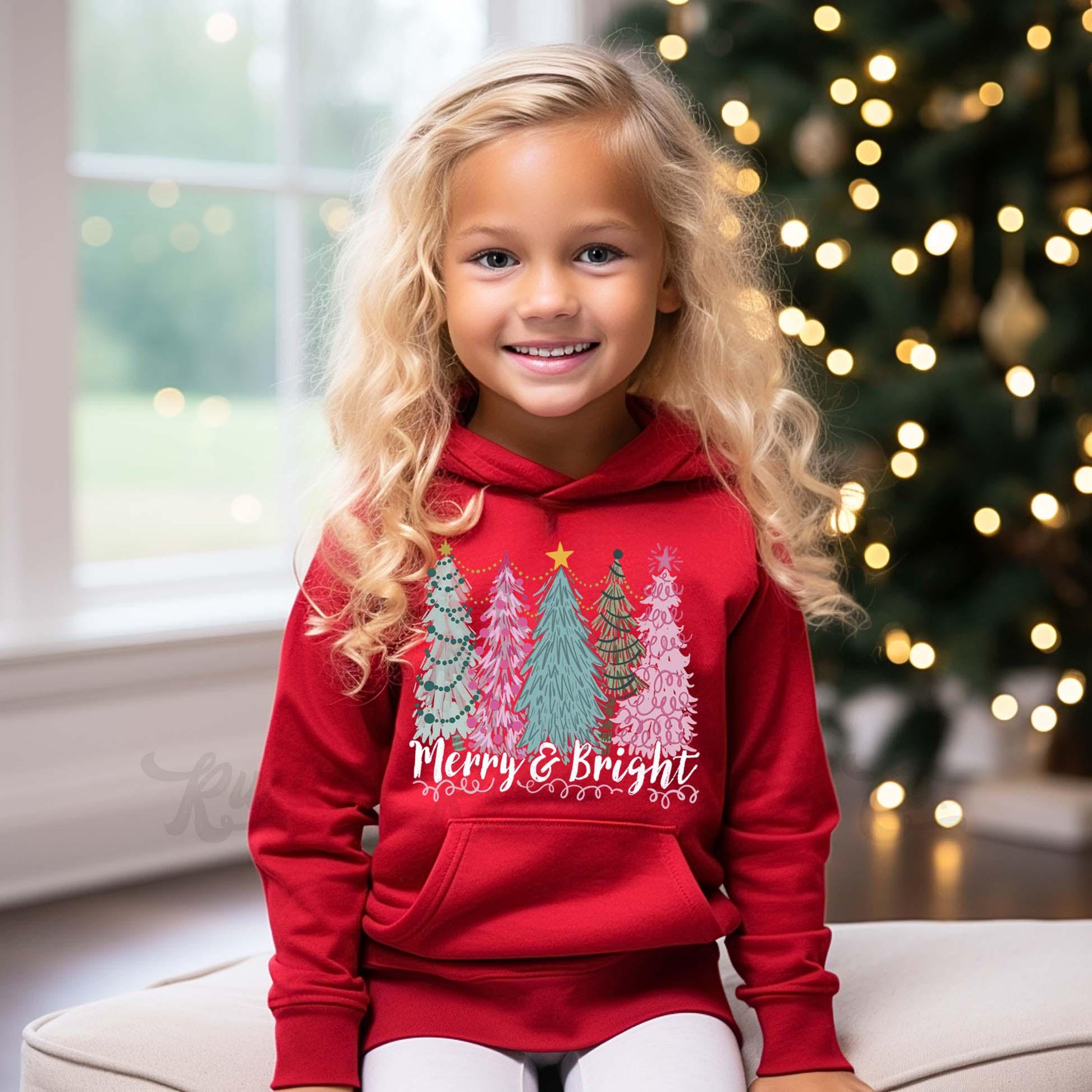 Merry and Bright Sweatshirt, Girls Christmas Sweatshirt, Kids Matching Sweatshirt, Family Christmas Sweatshirt