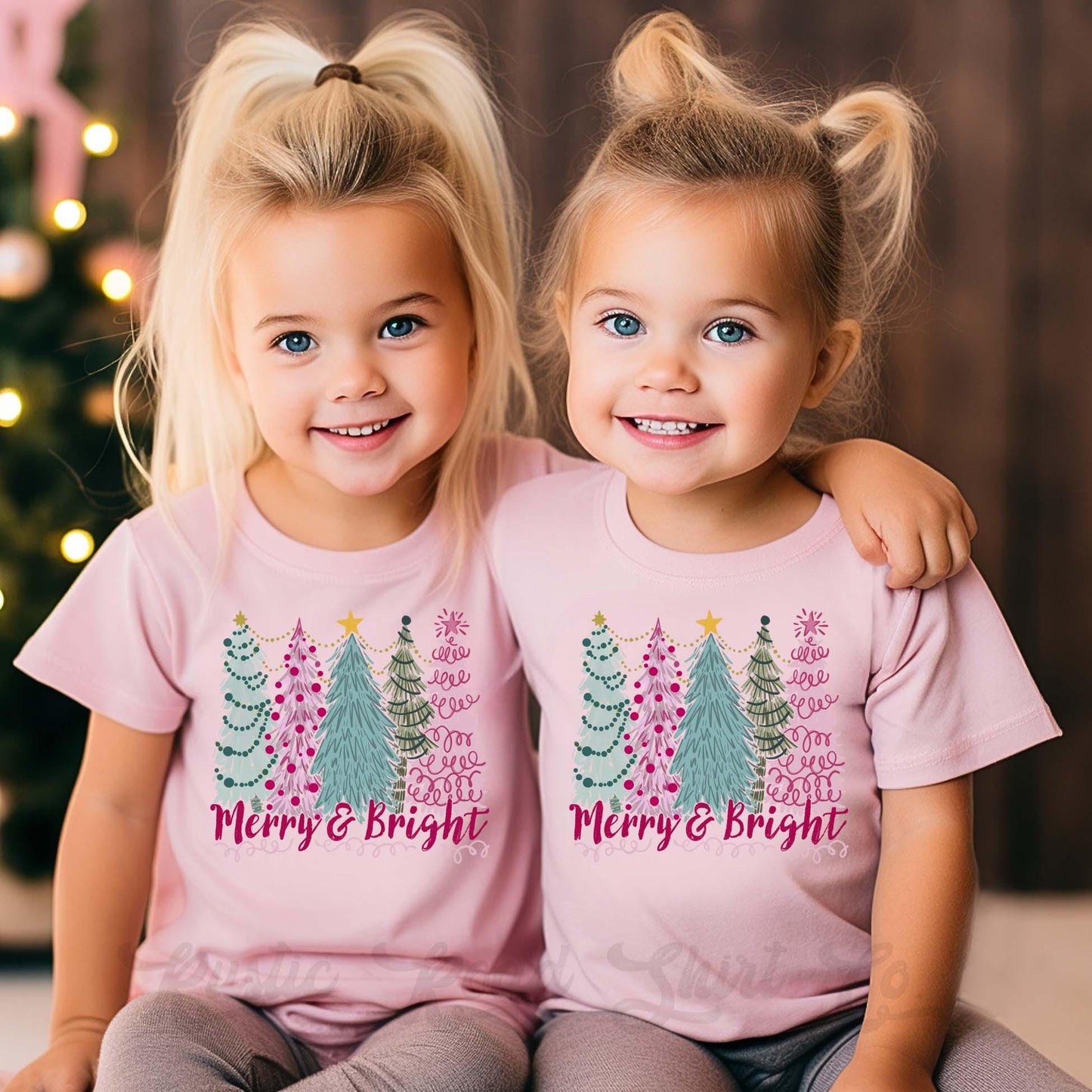 Merry and Bright Shirt, Girls Christmas shirt, Toddler Girl Christmas Shirt, Matching Girls Shirts,