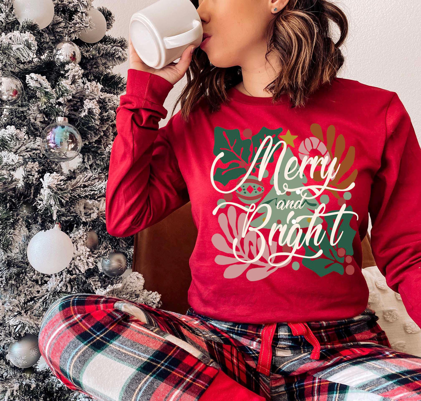 Merry and Bright Shirt, Women's Christmas Shirt, Matching Family Christmas Shirts, Holiday Shirts, Christmas Long Sleeve