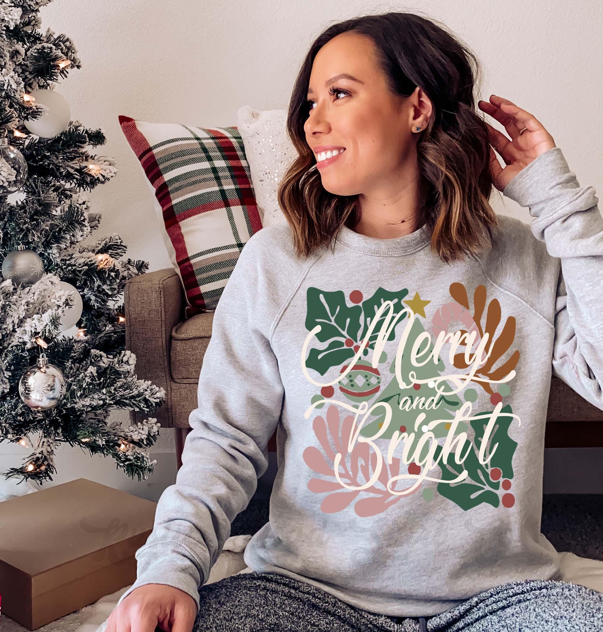 Merry and Bright Sweatshirt, Christmas Sweatshirt, Holiday Sweater, Family Christmas Sweatshirt