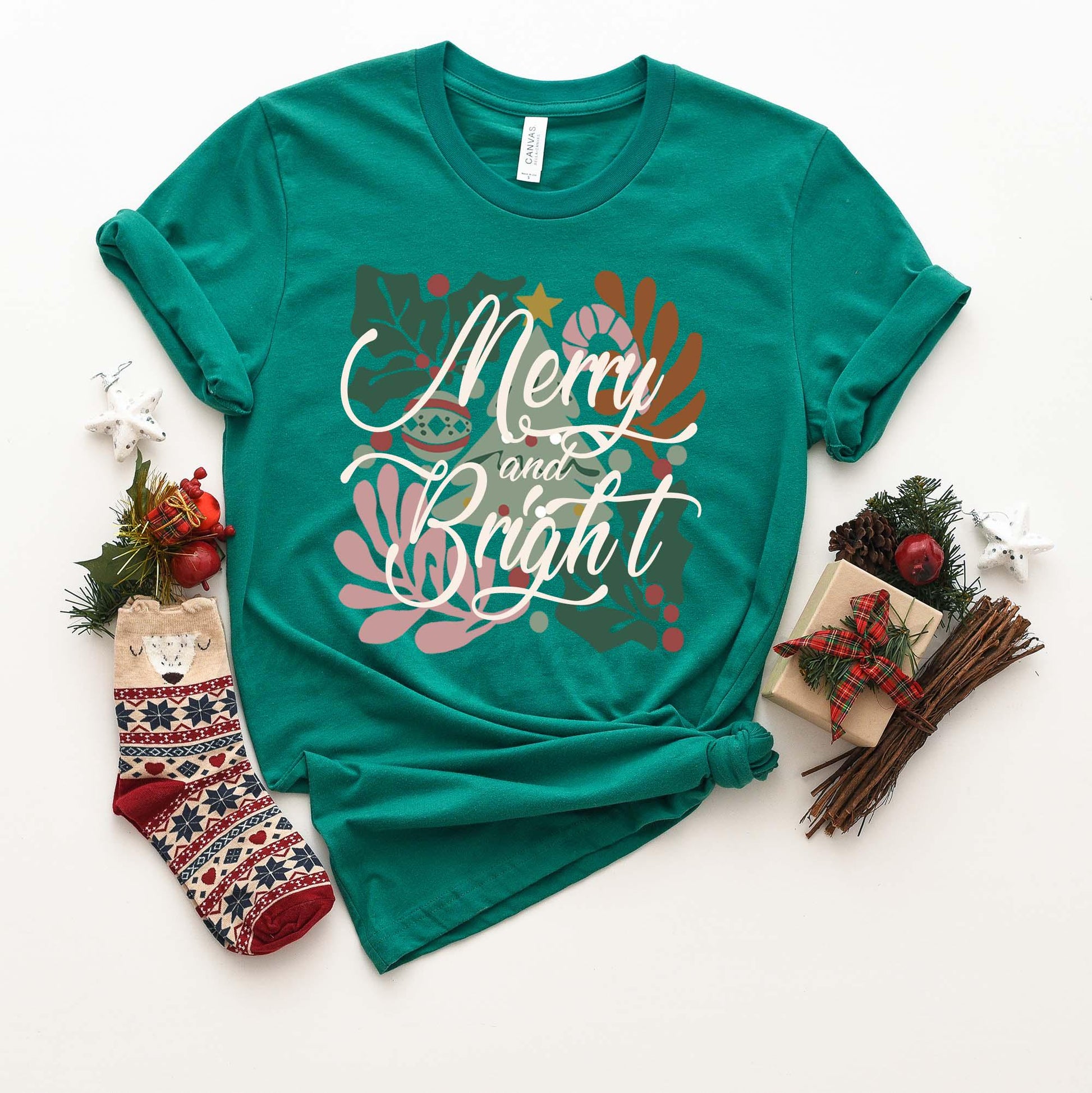 Merry and Bright Shirt, Matching Family Christmas Shirts, Christmas Tee, Holiday Shirt, Women's Christmas,