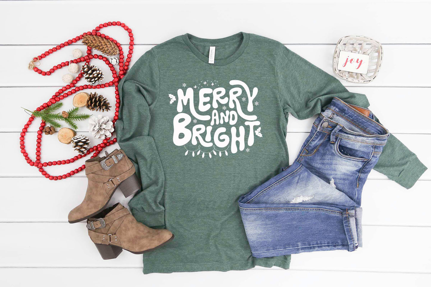 Merry and Bright Shirt, Women's Christmas Shirt, Matching Family Christmas Shirts, Holiday Shirts, Christmas Long Sleeve