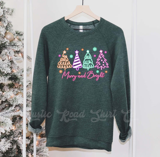 Merry and Bright Sweatshirt, Christmas Sweatshirt, Holiday Sweater, Family Christmas Sweatshirt
