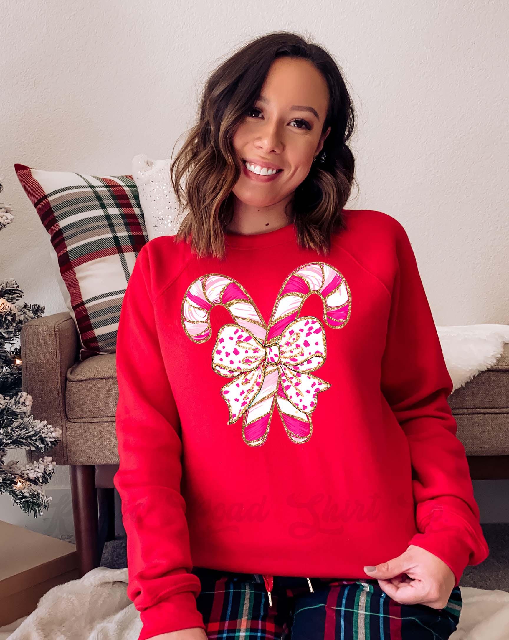 Coquette Christmas Sweatshirt, Glitter Christmas, Holiday Sweater, Family Christmas Sweatshirt