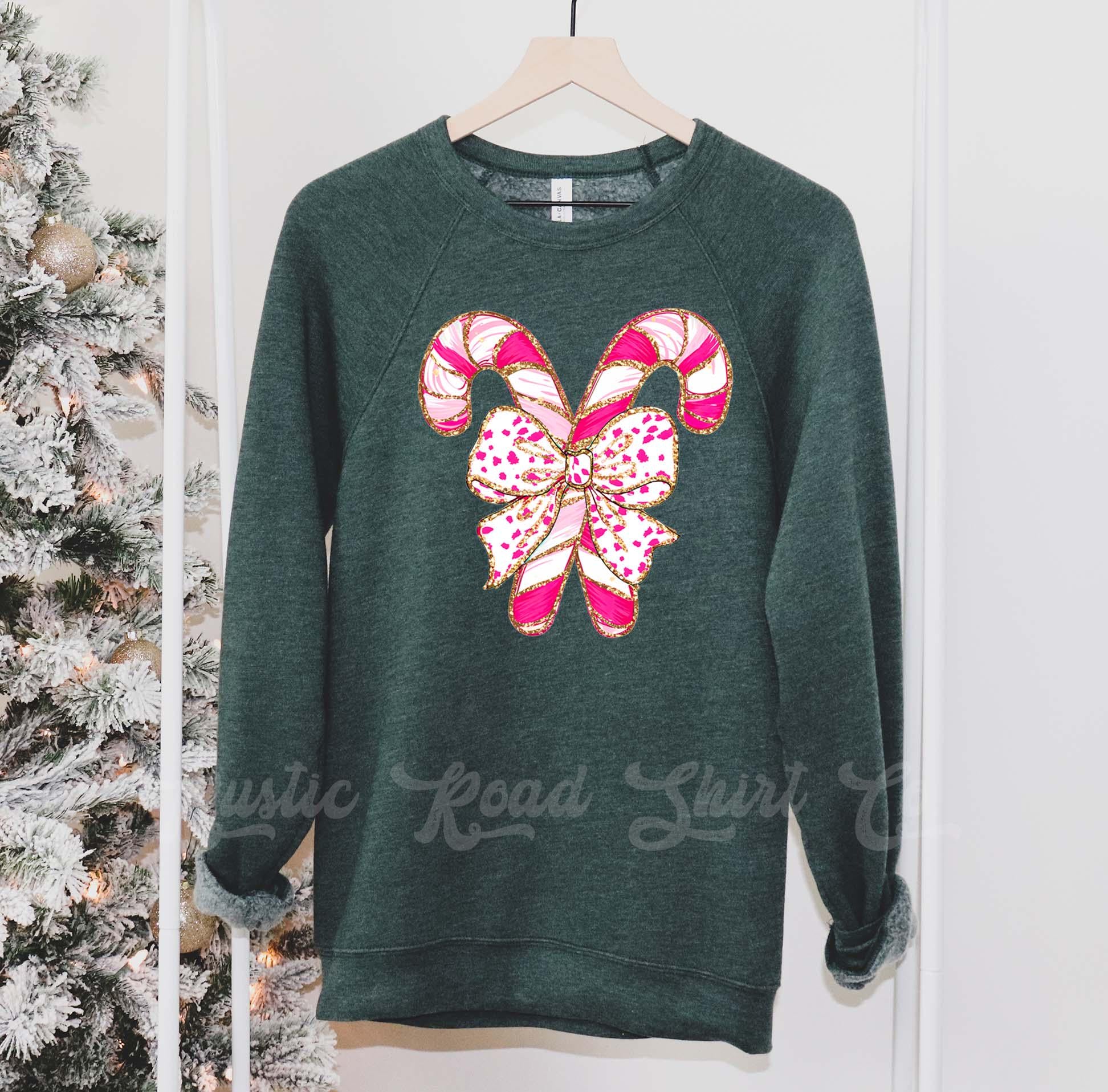Coquette Christmas Sweatshirt, Glitter Christmas, Holiday Sweater, Family Christmas Sweatshirt