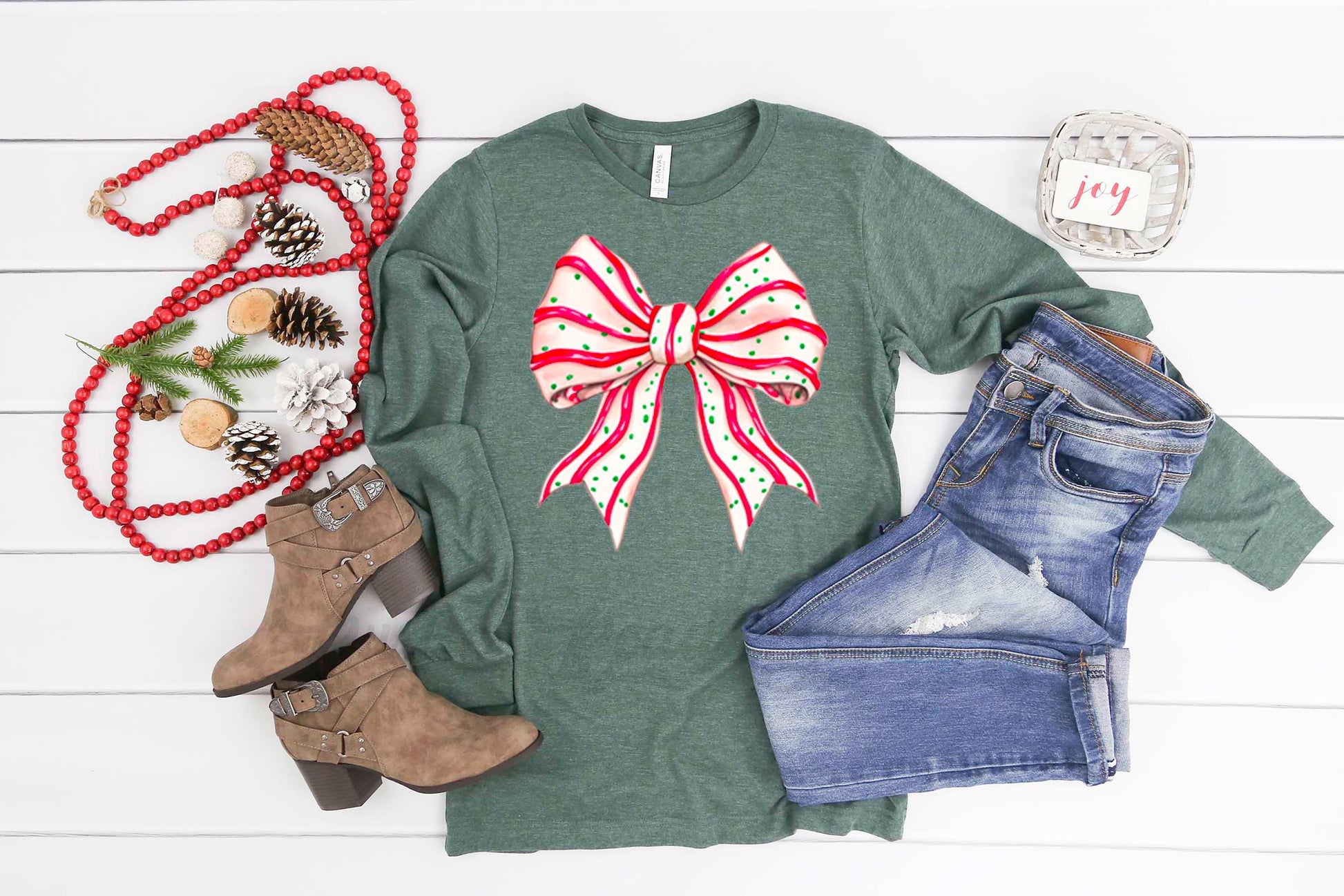 Christmas Long Sleeve Shirt, Coquette Christmas T-shirt, Matching Christmas Shirts, Family Christmas Shirts,