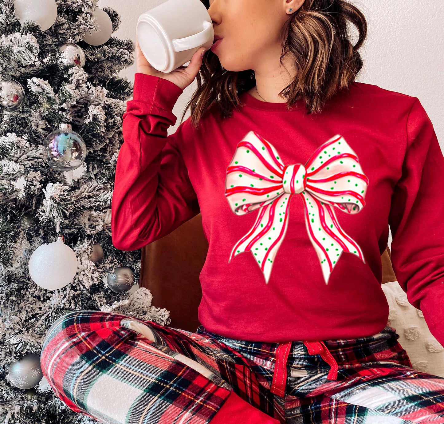 Christmas Long Sleeve Shirt, Coquette Christmas T-shirt, Matching Christmas Shirts, Family Christmas Shirts,