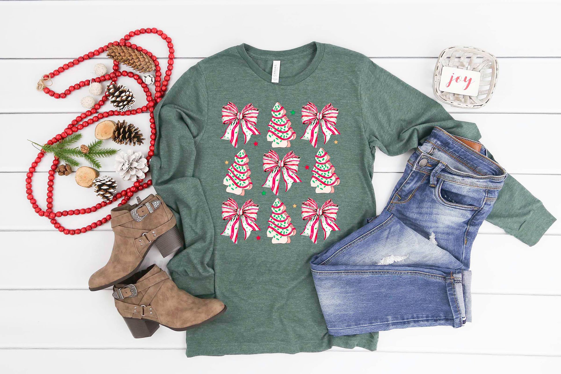 Christmas Long Sleeve Shirt, Coquette Christmas T-shirt, Matching Christmas Shirts, Family Christmas Shirts,