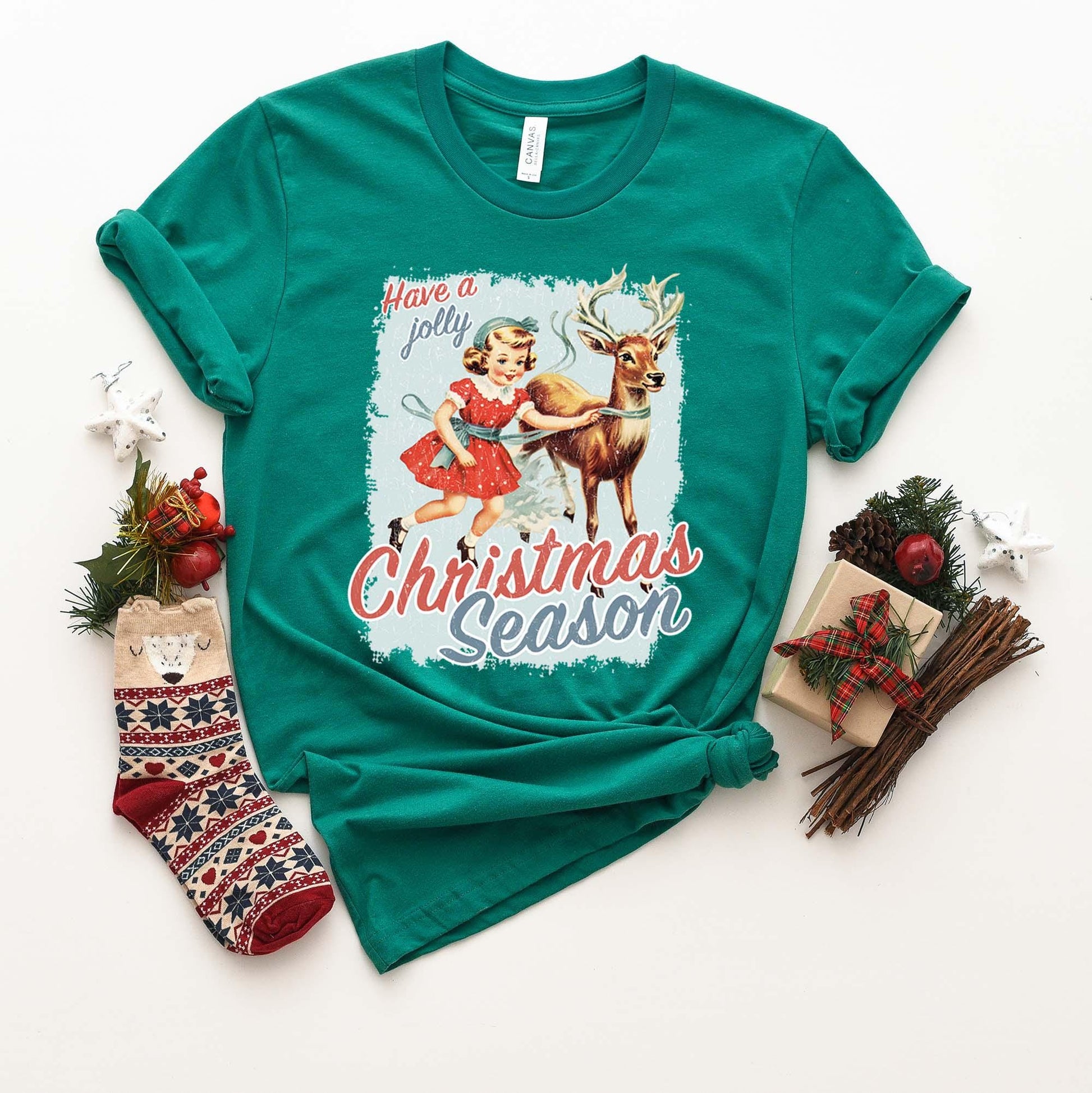 Retro Santa Shirt, Vintage Christmas Shirt, Christmas Tee, Holiday Shirt, Women's Christmas,