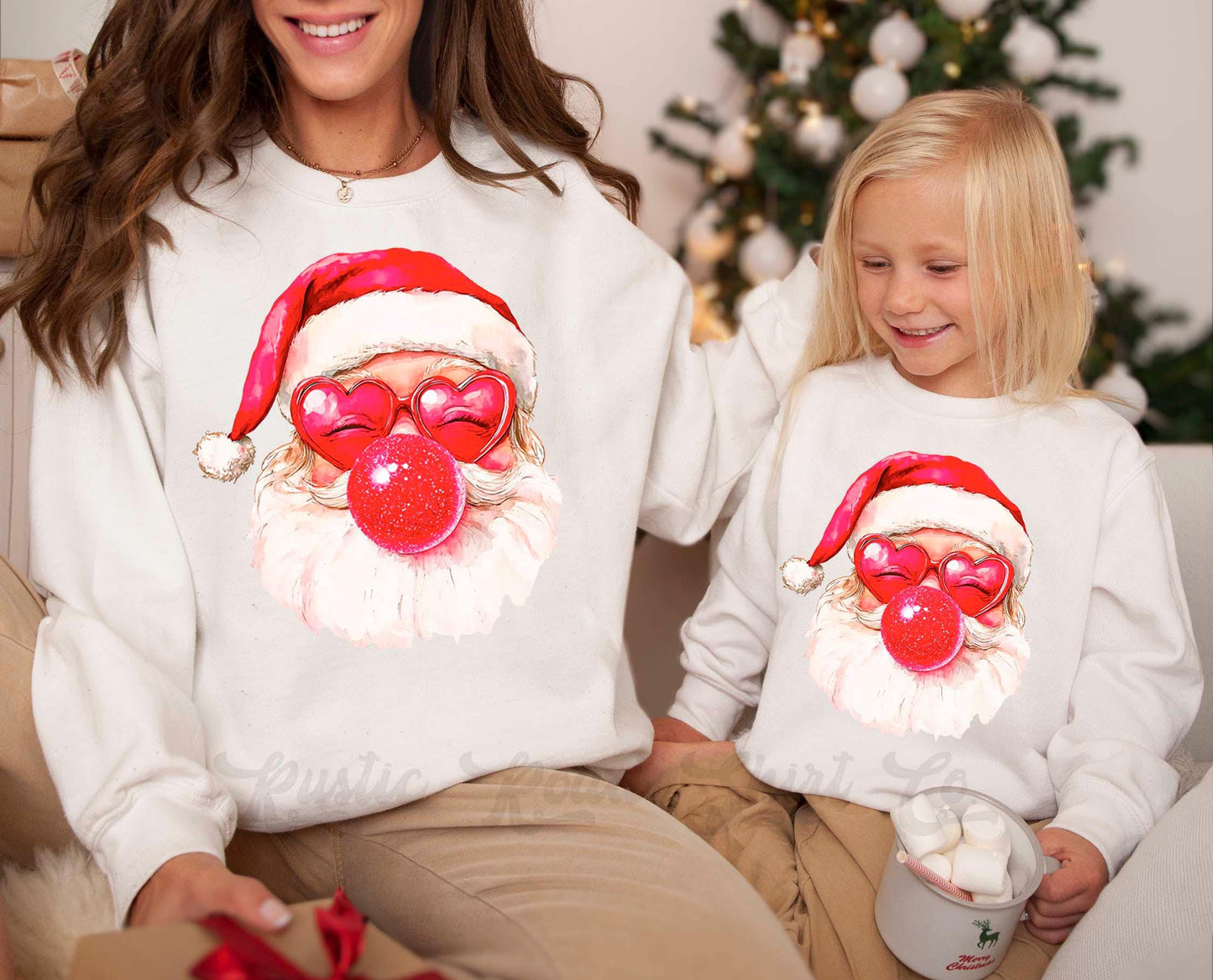 Retro Santa Sweatshirt, Girls Christmas Sweatshirt, Holiday Sweater, Family Christmas Sweatshirt