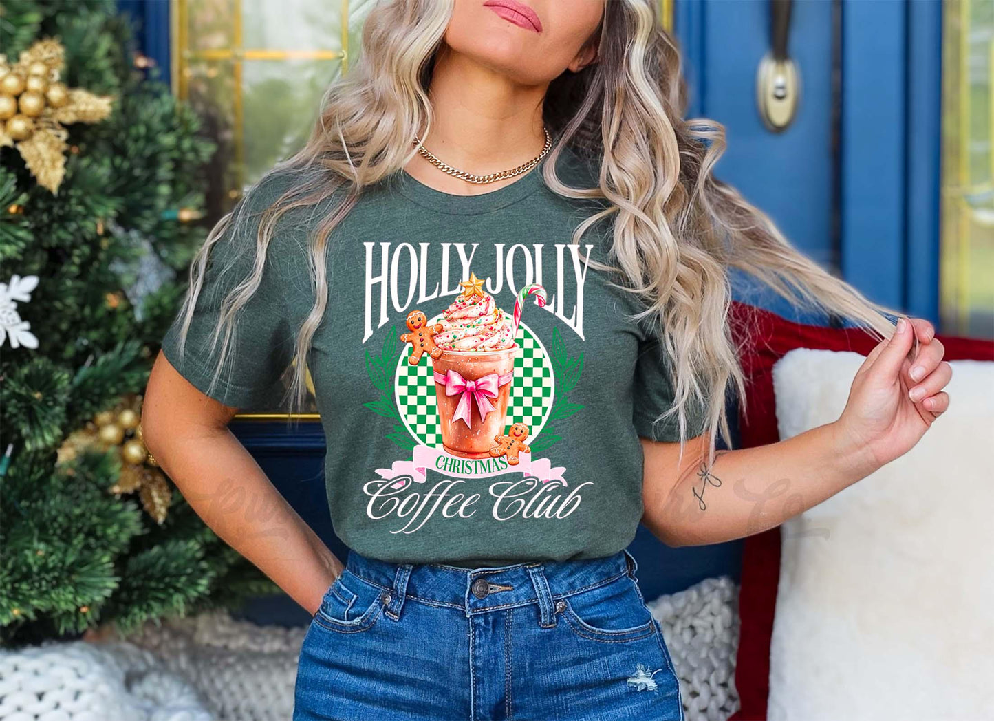 Holly Jolly Shirt, Coffee Christmas Shirt, Christmas Tee, Holiday Shirt, Women's Christmas,