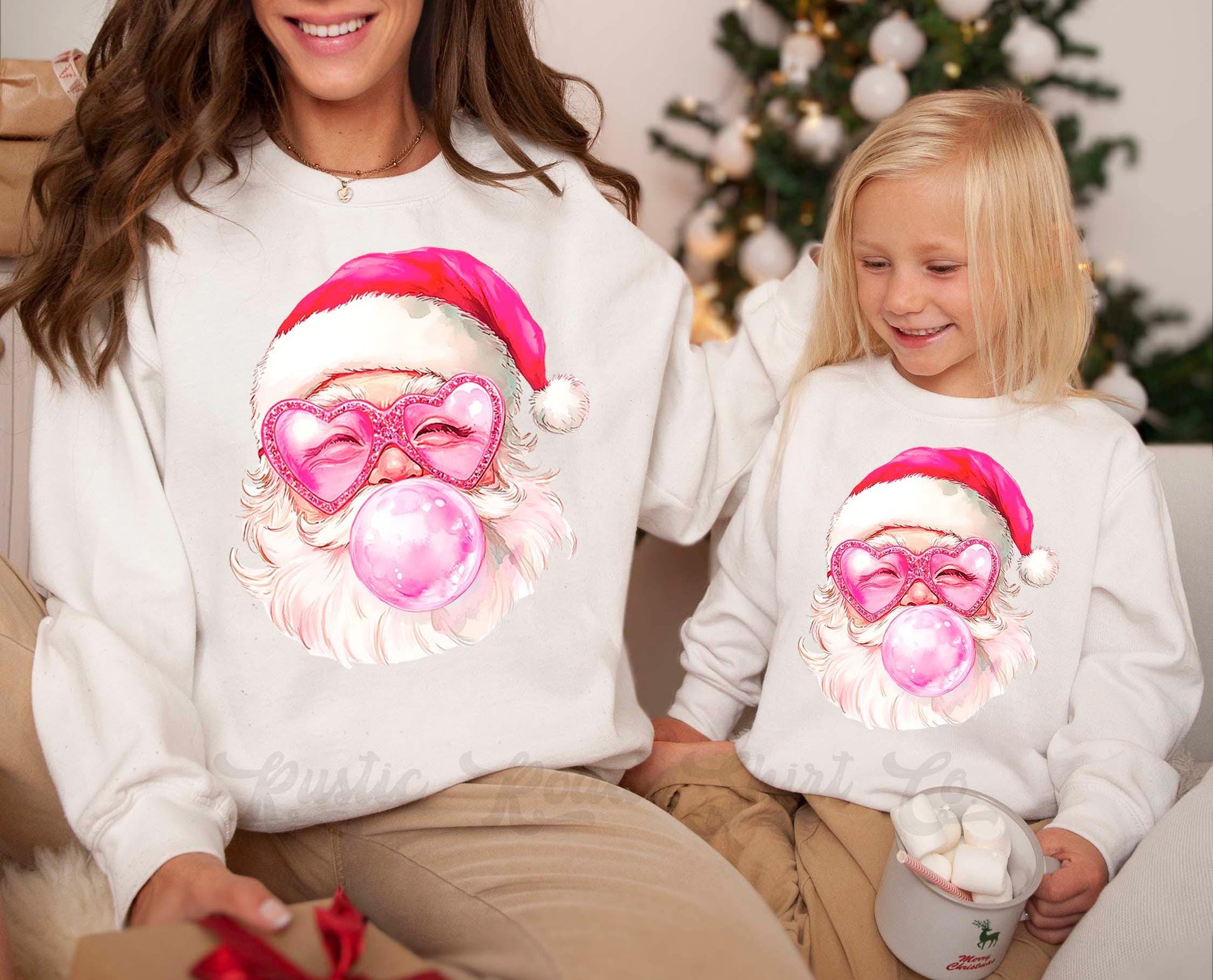 Retro Santa Sweatshirt, Girls Christmas Sweatshirt, Holiday Sweater, Family Christmas Sweatshirt