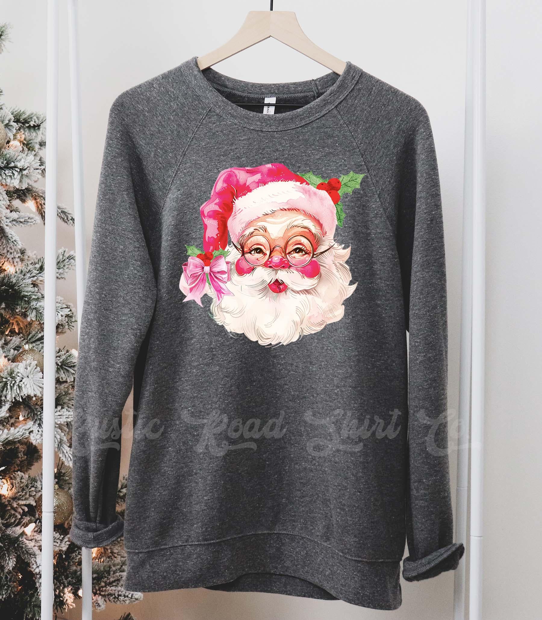 Retro Santa Sweatshirt, Girls Christmas Sweatshirt, Holiday Sweater, Family Christmas Sweatshirt