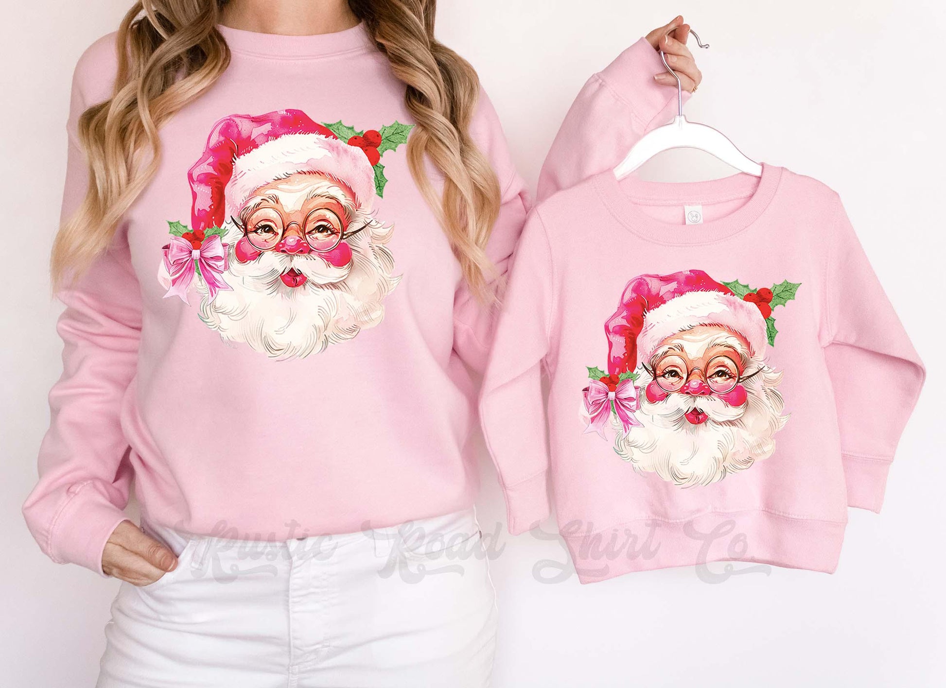 Retro Santa Sweatshirt, Girls Christmas Sweatshirt, Holiday Sweater, Family Christmas Sweatshirt