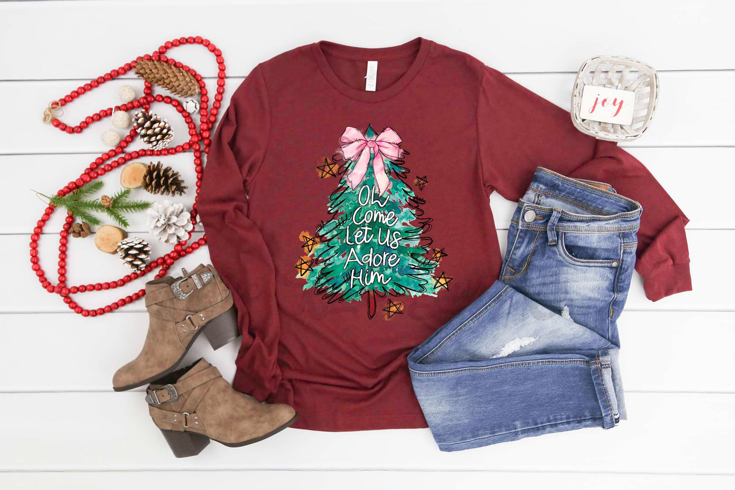 Christmas Long Sleeve Shirt, Coquette Christmas T-shirt, Matching Christmas Shirts, Family Christmas Shirts,