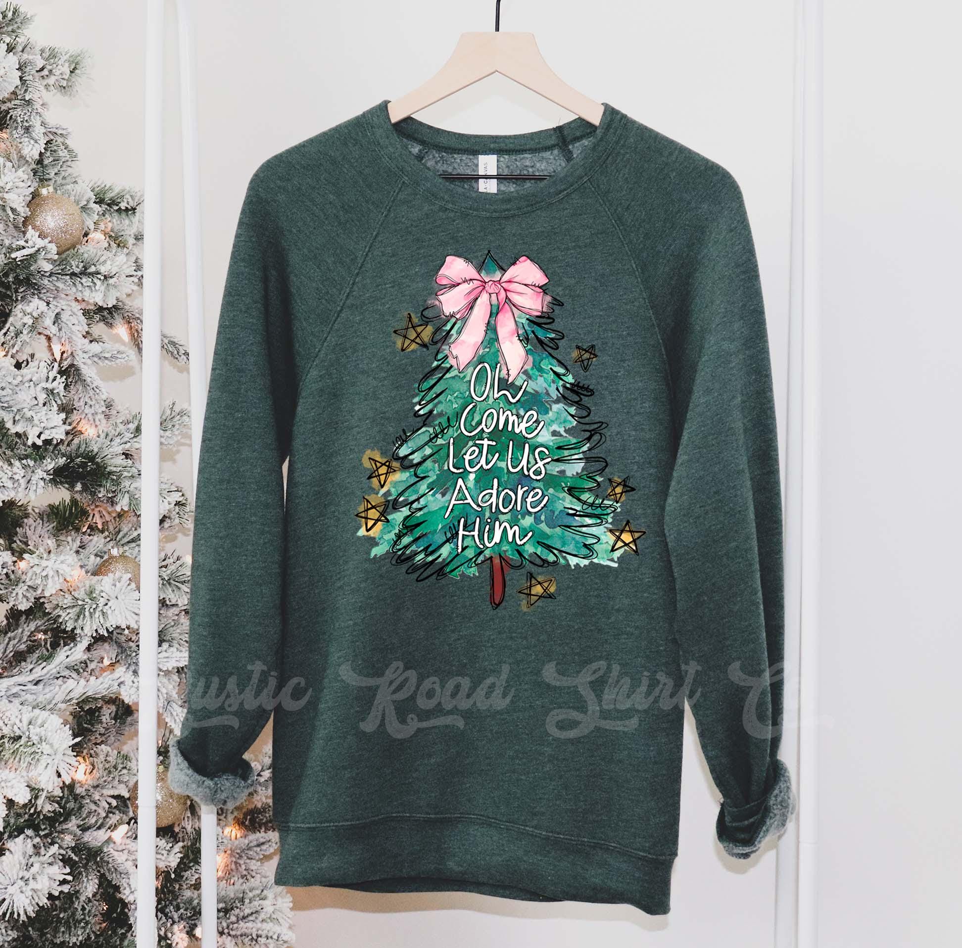 Christmas Tree Sweatshirt, Coquette Christmas Sweatshirt, Holiday Sweater, Family Christmas Sweatshirt