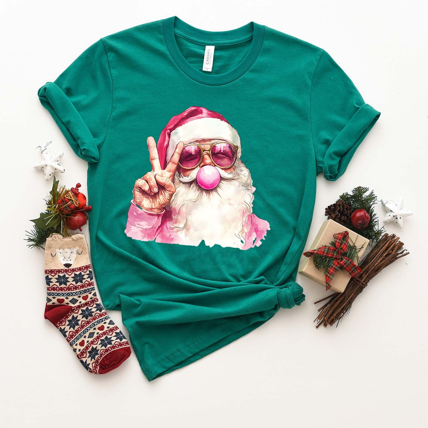 Retro Santa Shirt, Vintage Christmas Shirt, Christmas Tee, Holiday Shirt, Women's Christmas,