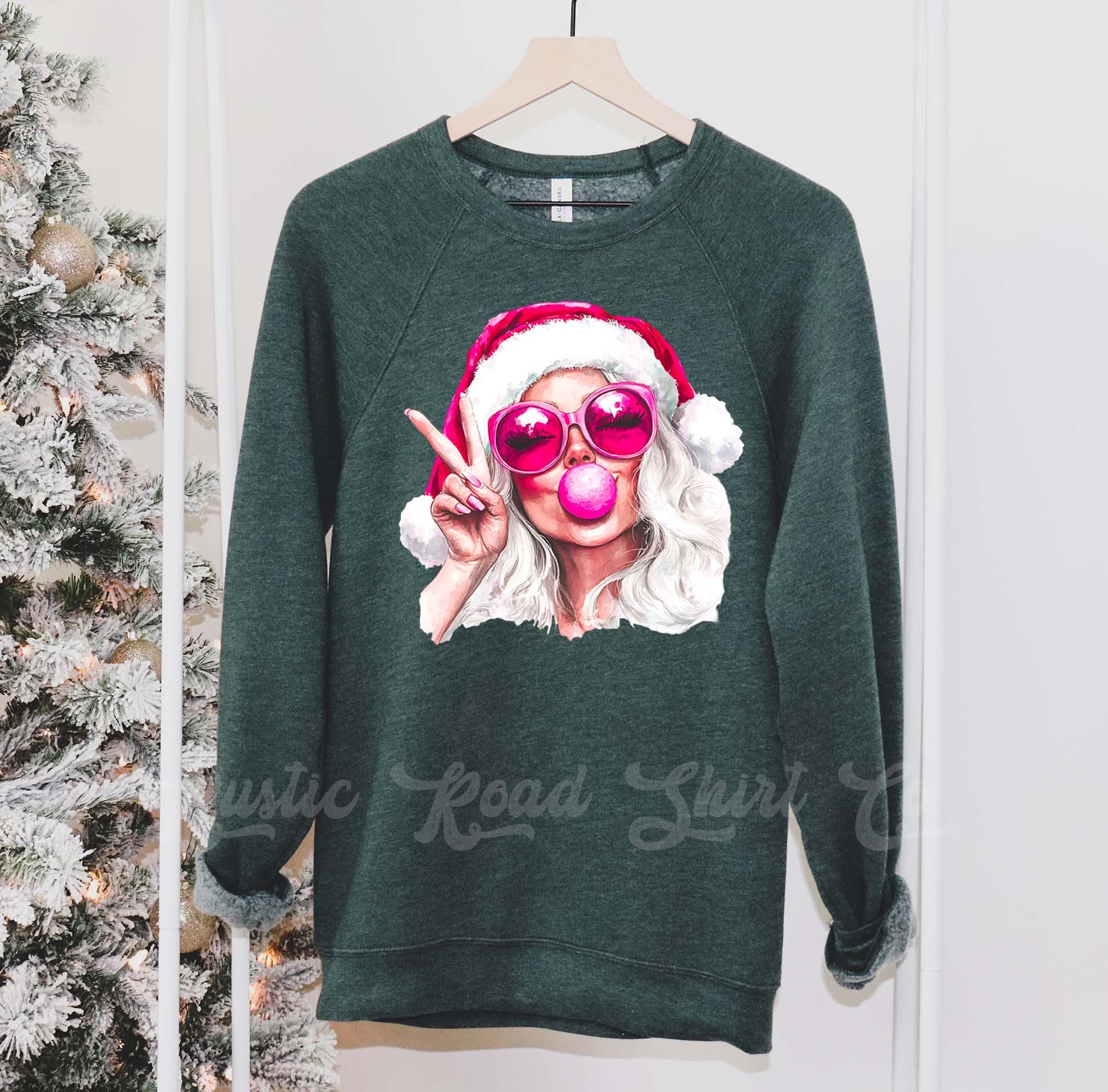 Retro Santa Sweatshirt, Girls Christmas Sweatshirt, Holiday Sweater, Family Christmas Sweatshirt