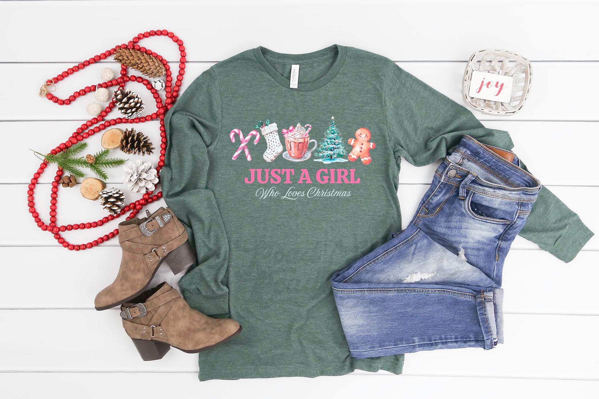 Just a Girl Who Loves Christmas, Christmas Long Sleeve Shirt, Matching Christmas Shirts, Family Christmas Shirts,