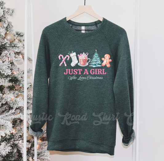 Just a Girl Who Loves Christmas, Vintage Christmas Sweatshirt, Holiday Sweater, Family Christmas Sweatshirt