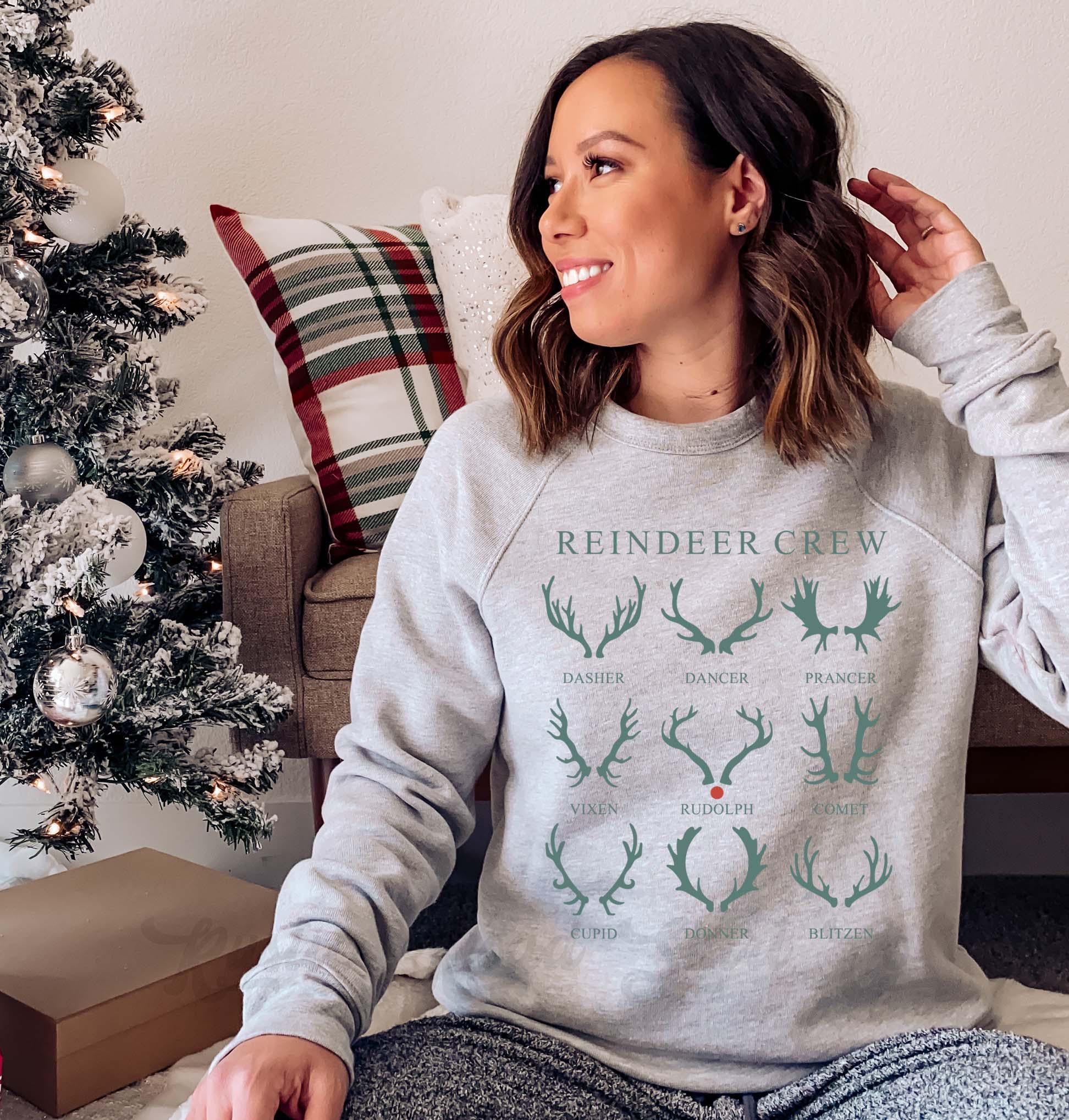 Reindeer Crew Sweatshirt, Girls Christmas Sweatshirt, Holiday Sweater, Family Christmas Sweatshirt