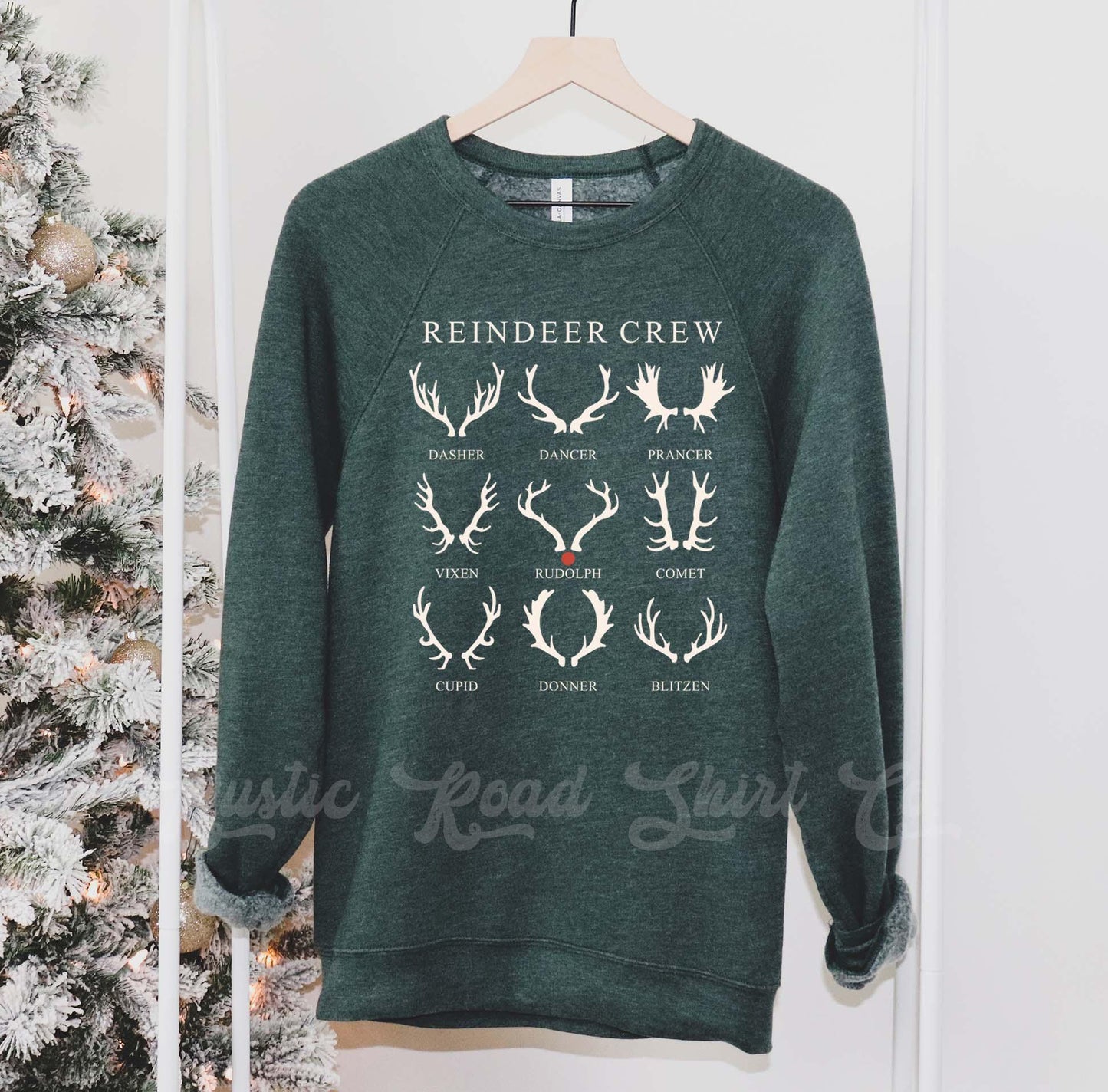 Reindeer Crew Sweatshirt, Girls Christmas Sweatshirt, Holiday Sweater, Family Christmas Sweatshirt