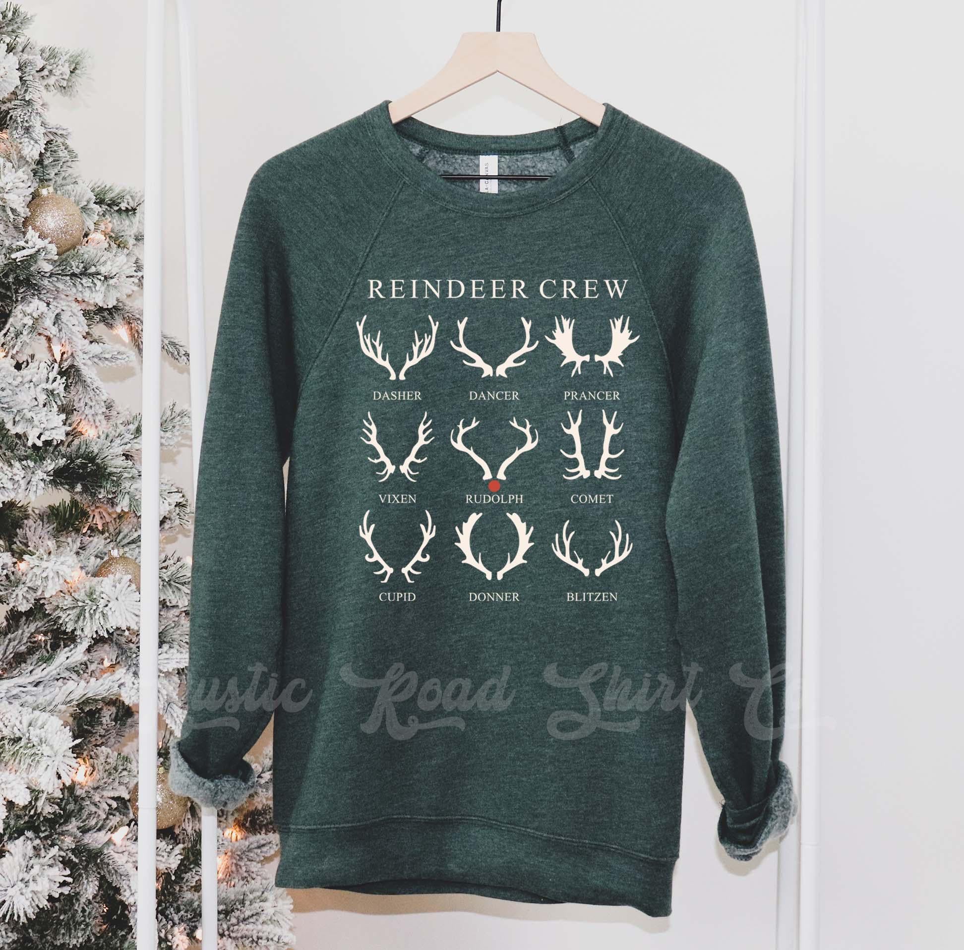 Reindeer Crew Sweatshirt, Girls Christmas Sweatshirt, Holiday Sweater, Family Christmas Sweatshirt