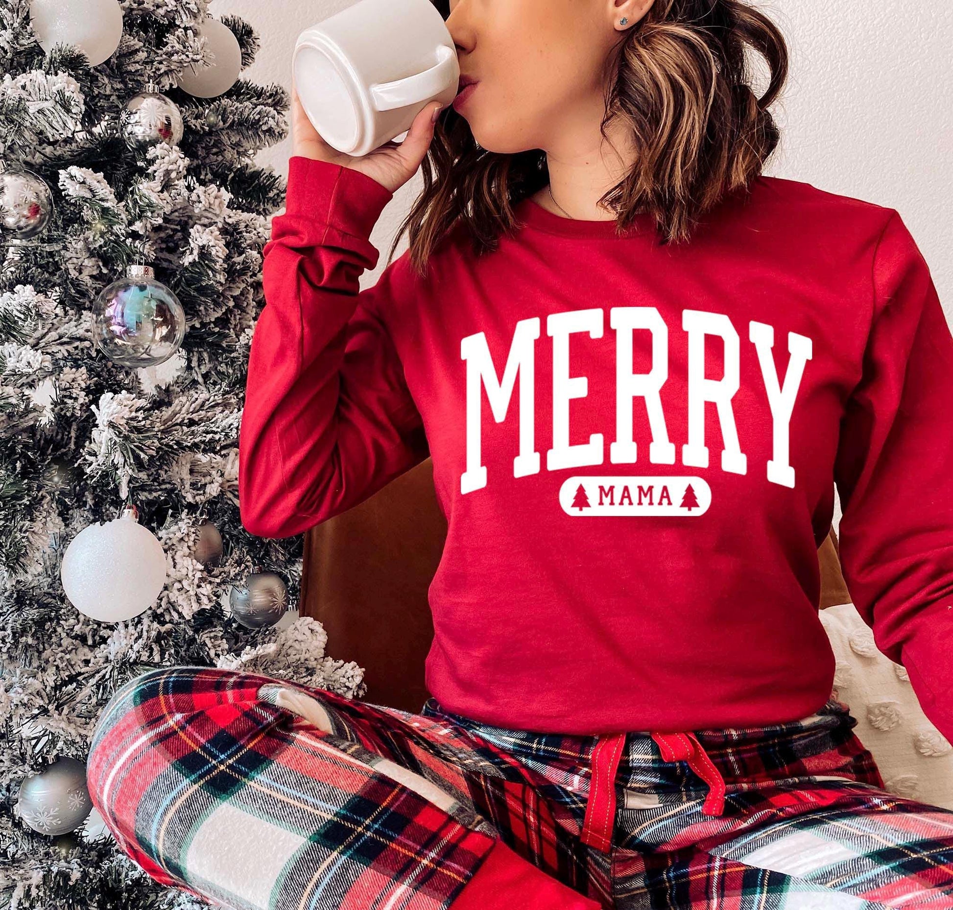 Christmas Long Sleeve Shirt, Merry Mama Christmas T-shirt, Matching Christmas Shirts, Family Christmas Shirts,