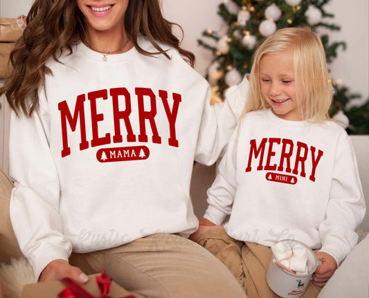 Merry Mama Sweatshirt, Girls Christmas Sweatshirt, Toddler Christmas Shirt, Matching Family Christmas Shirts