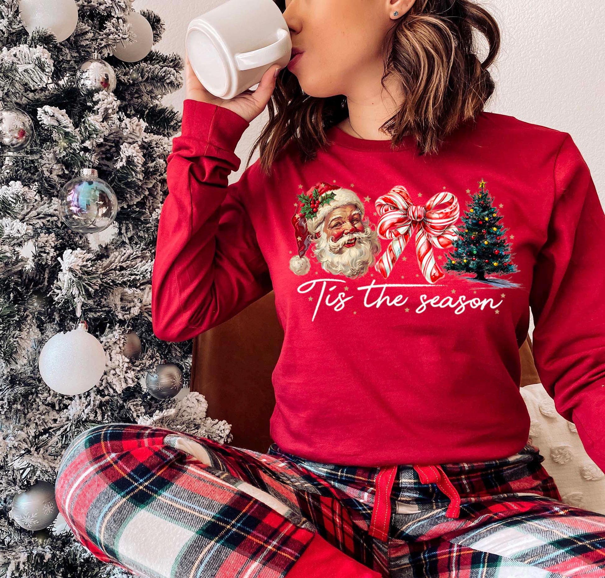 Retro Santa Shirt, Christmas Long Sleeve Shirt, Matching Christmas Shirts, Family Christmas Shirts,