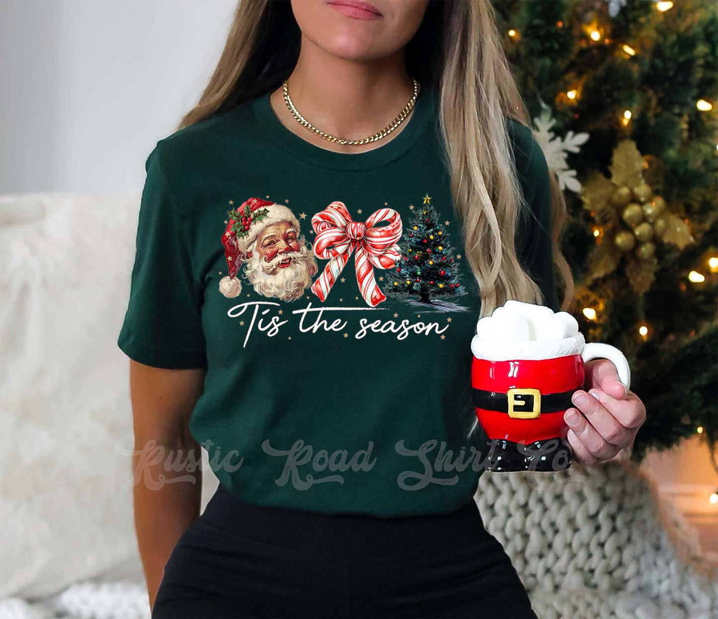 Retro Santa Shirt, Girls Christmas Shirt, Christmas Tee, Holiday Shirt, Women's Christmas,