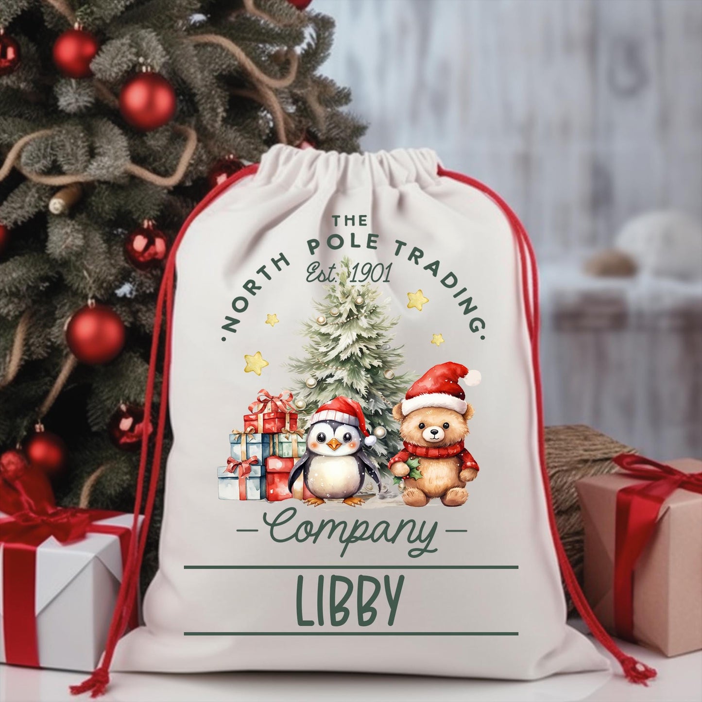 Custom Santa Sack, Christmas Sack, Personalized Christmas Gift Bag, Christmas Tote Bag, Christmas Treat Bag