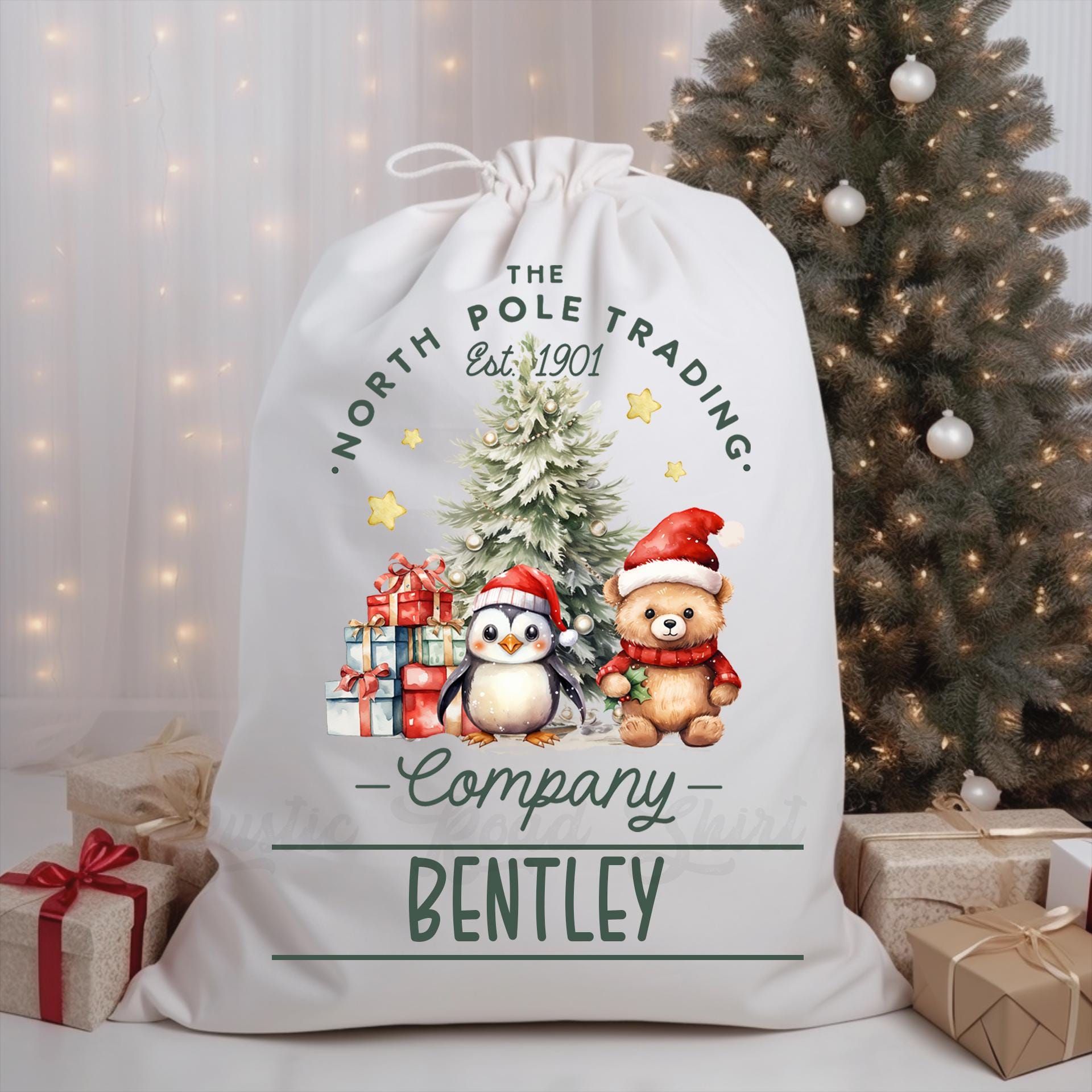 Custom Santa Sack, Christmas Sack, Personalized Christmas Gift Bag, Christmas Tote Bag, Christmas Treat Bag