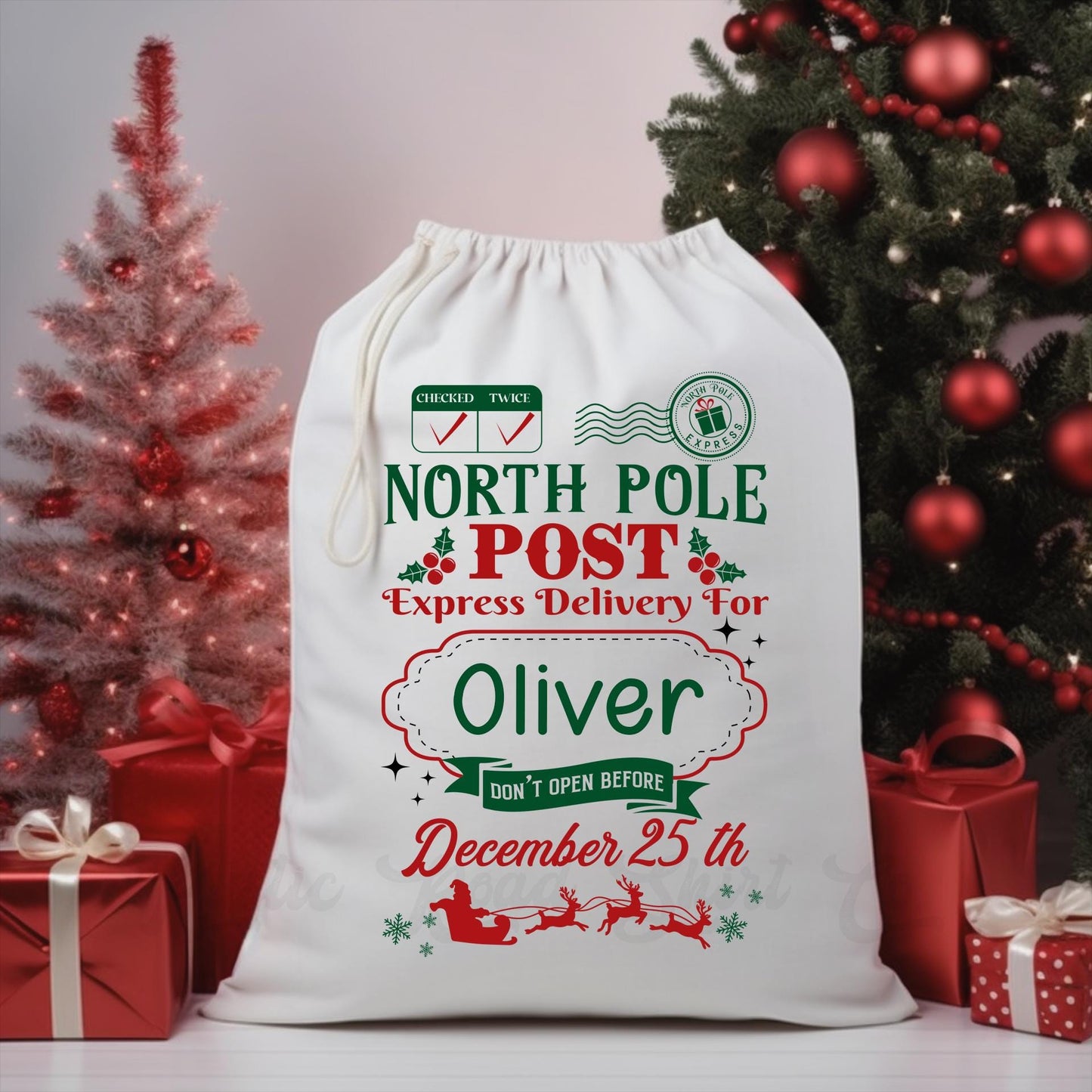 Custom Santa Sack, Christmas Sack, Personalized Christmas Gift Bag, Christmas Tote Bag, Christmas Treat Bag