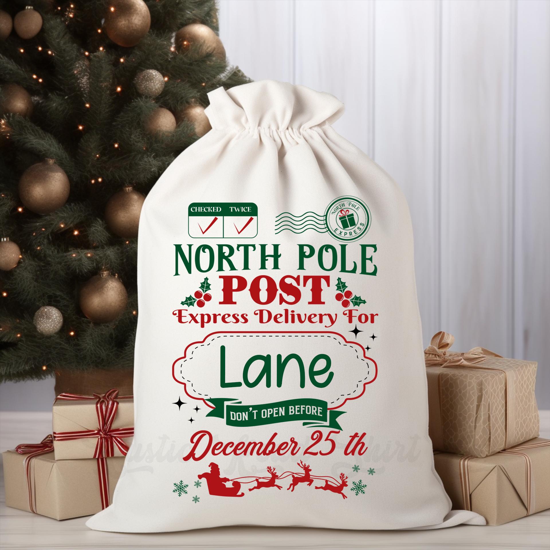 Custom Santa Sack, Christmas Sack, Personalized Christmas Gift Bag, Christmas Tote Bag, Christmas Treat Bag