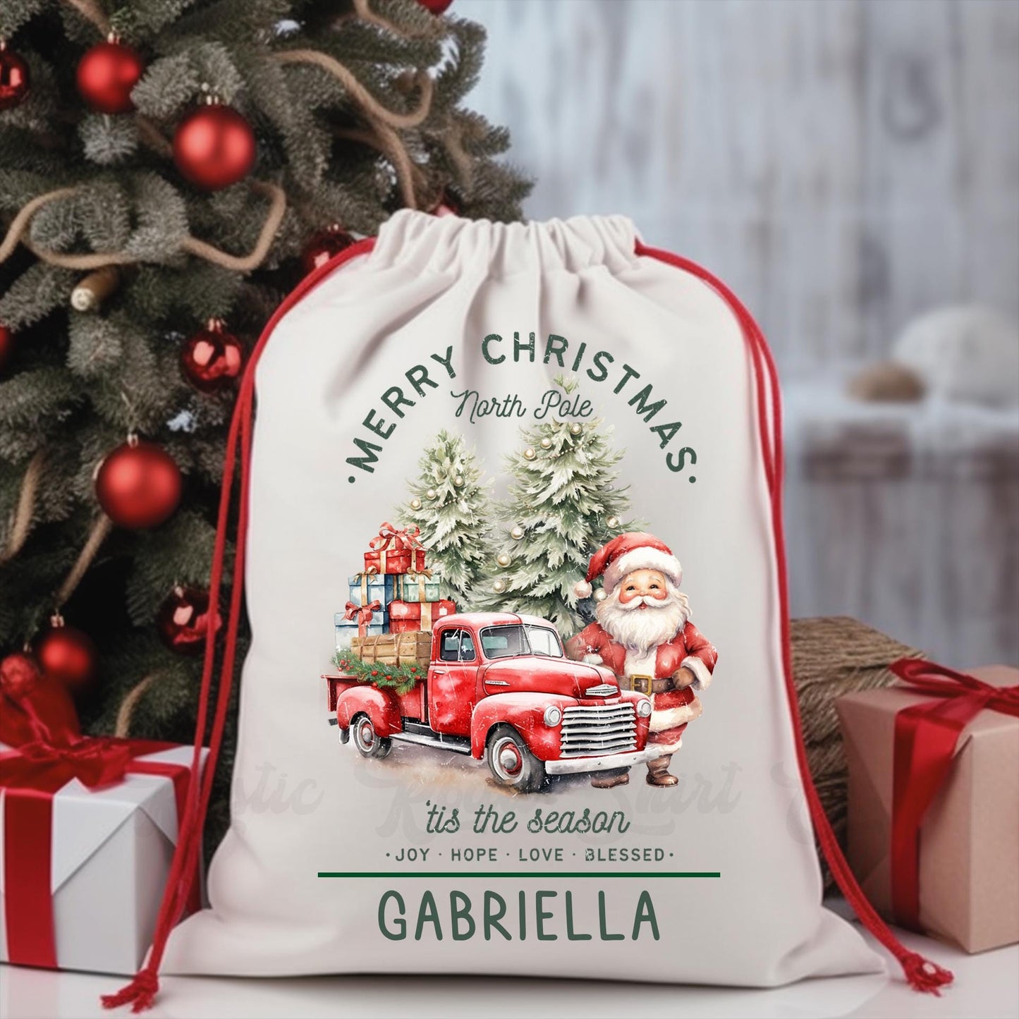 Custom Santa Sack, Christmas Sack, Personalized Christmas Gift Bag, Christmas Tote Bag, Christmas Treat Bag