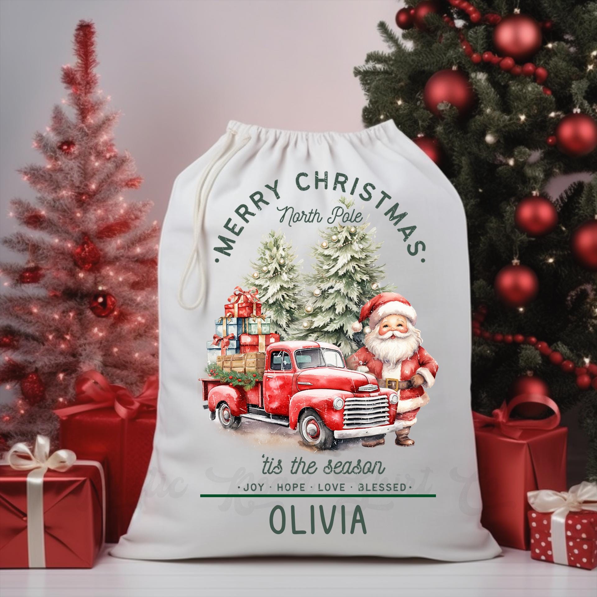 Custom Santa Sack, Christmas Sack, Personalized Christmas Gift Bag, Christmas Tote Bag, Christmas Treat Bag