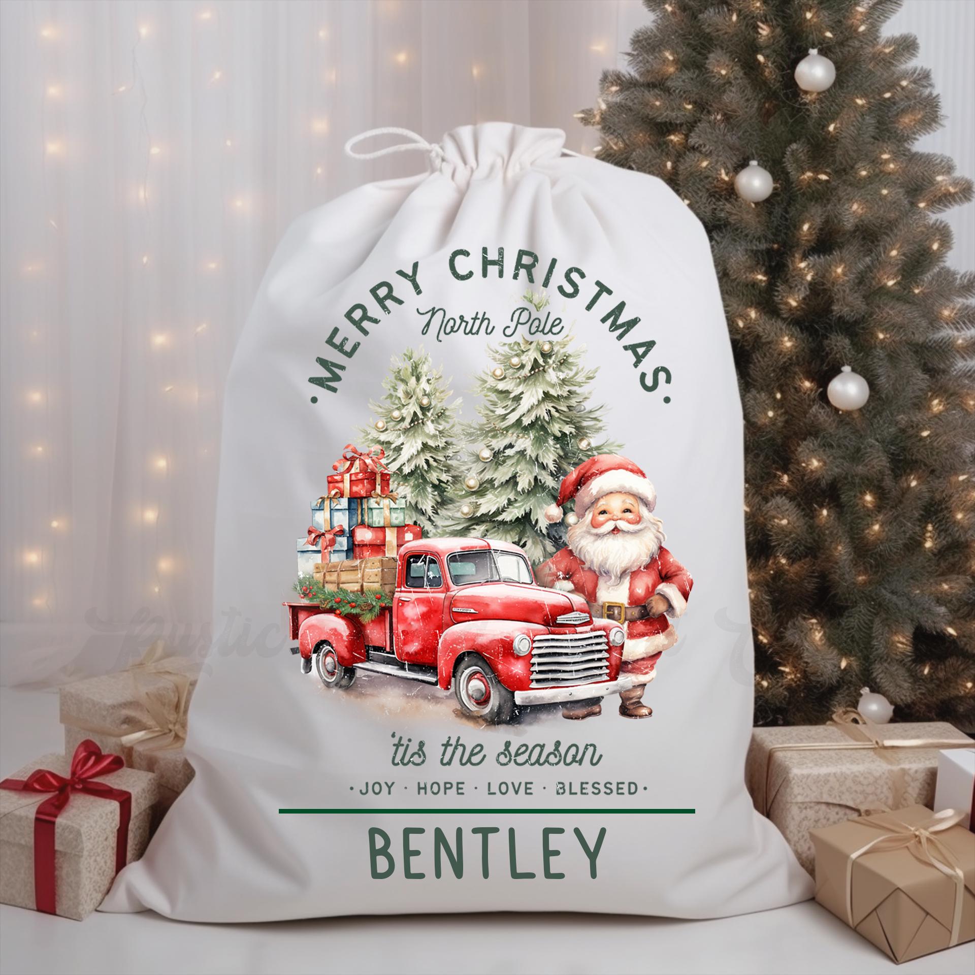 Custom Santa Sack, Christmas Sack, Personalized Christmas Gift Bag, Christmas Tote Bag, Christmas Treat Bag
