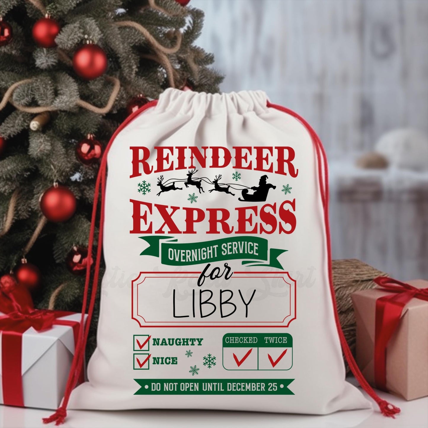 Custom Santa Sack, Christmas Sack, Personalized Christas Gift Bag, Christmas Tote Bag, Christmas Treat Bag