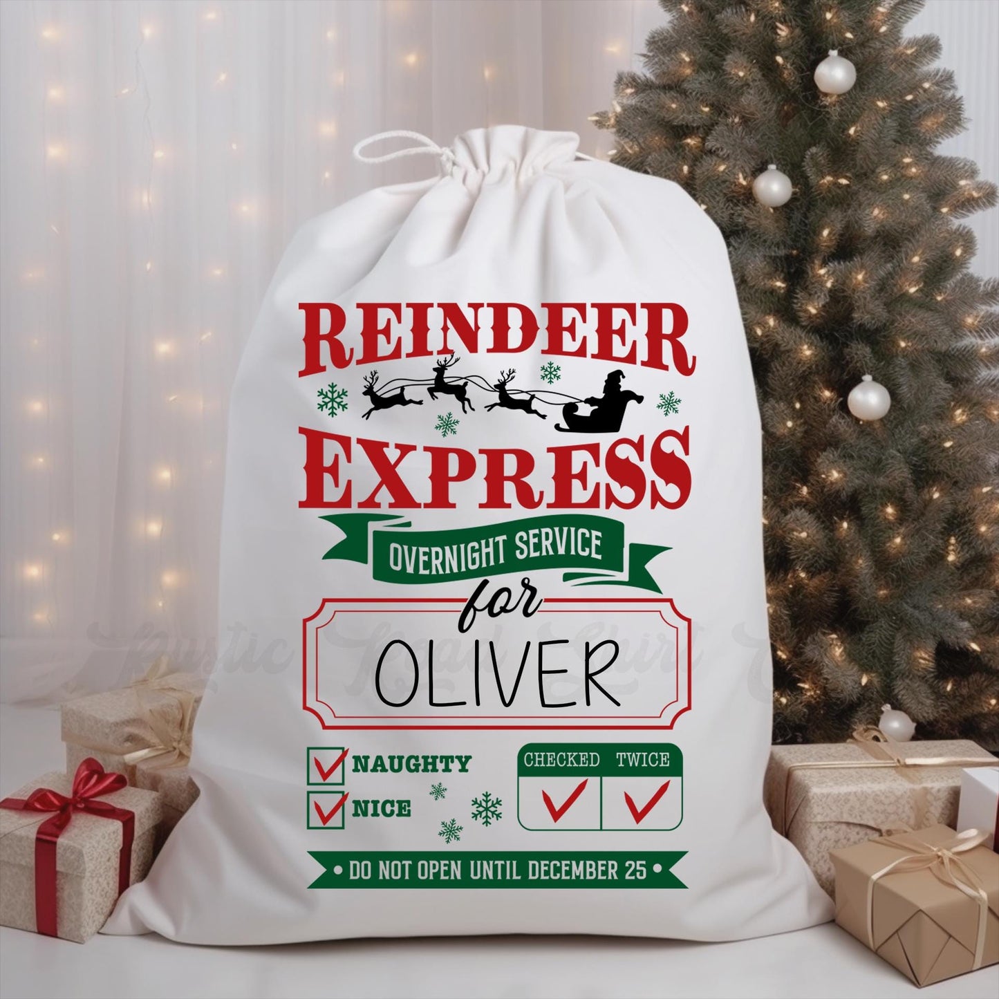 Custom Santa Sack, Christmas Sack, Personalized Christas Gift Bag, Christmas Tote Bag, Christmas Treat Bag